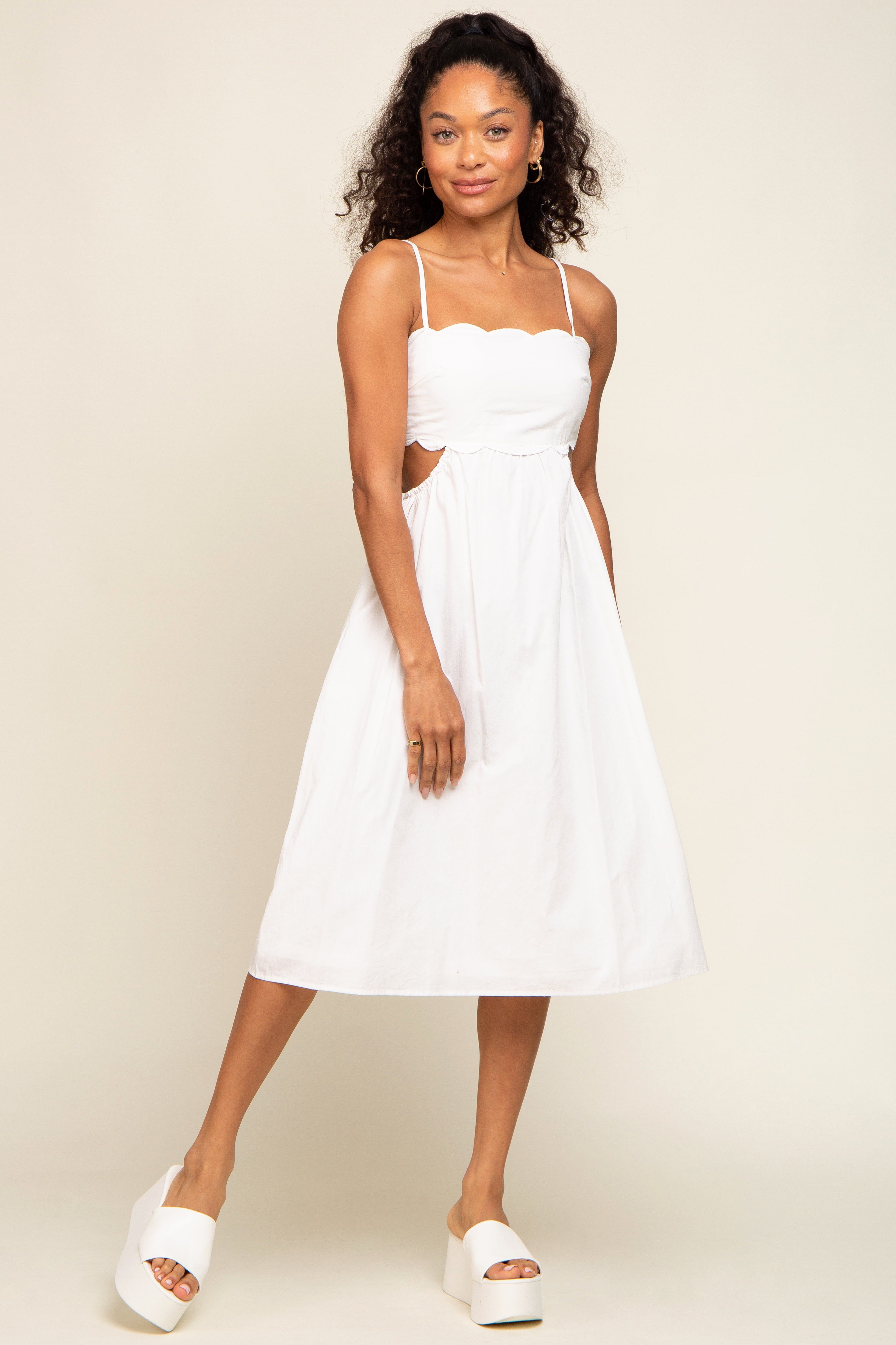 Ivory Scalloped Side Cutout Dress sold by Pinkblush product image thumbnail 4