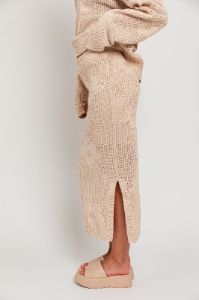 Khaki Floral Pattern Crochet Midi Skirt sold by Pinkblush
