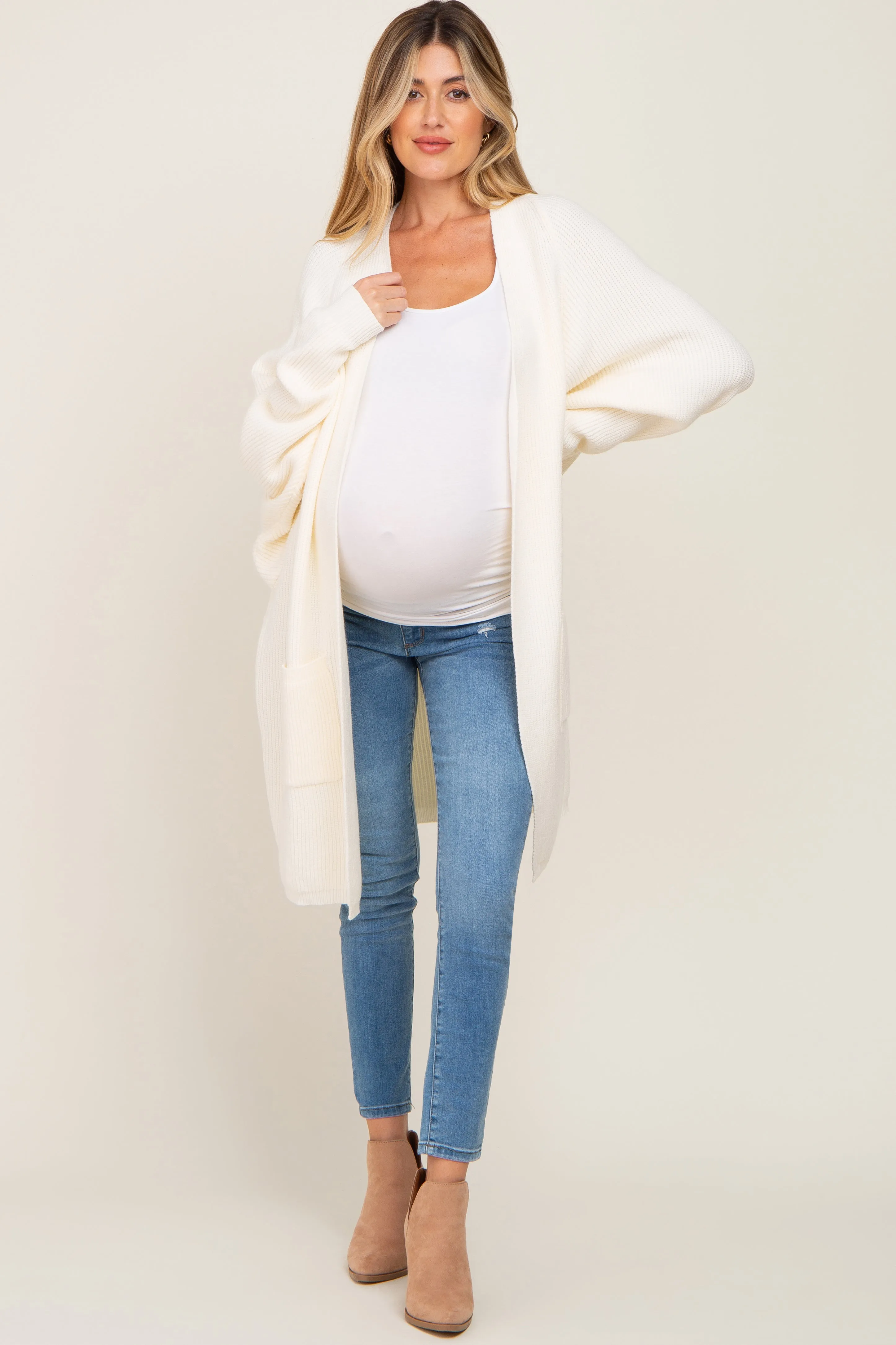 Cream Pocketed Knit Maternity Cardigan sold by Pinkblush product image thumbnail 4