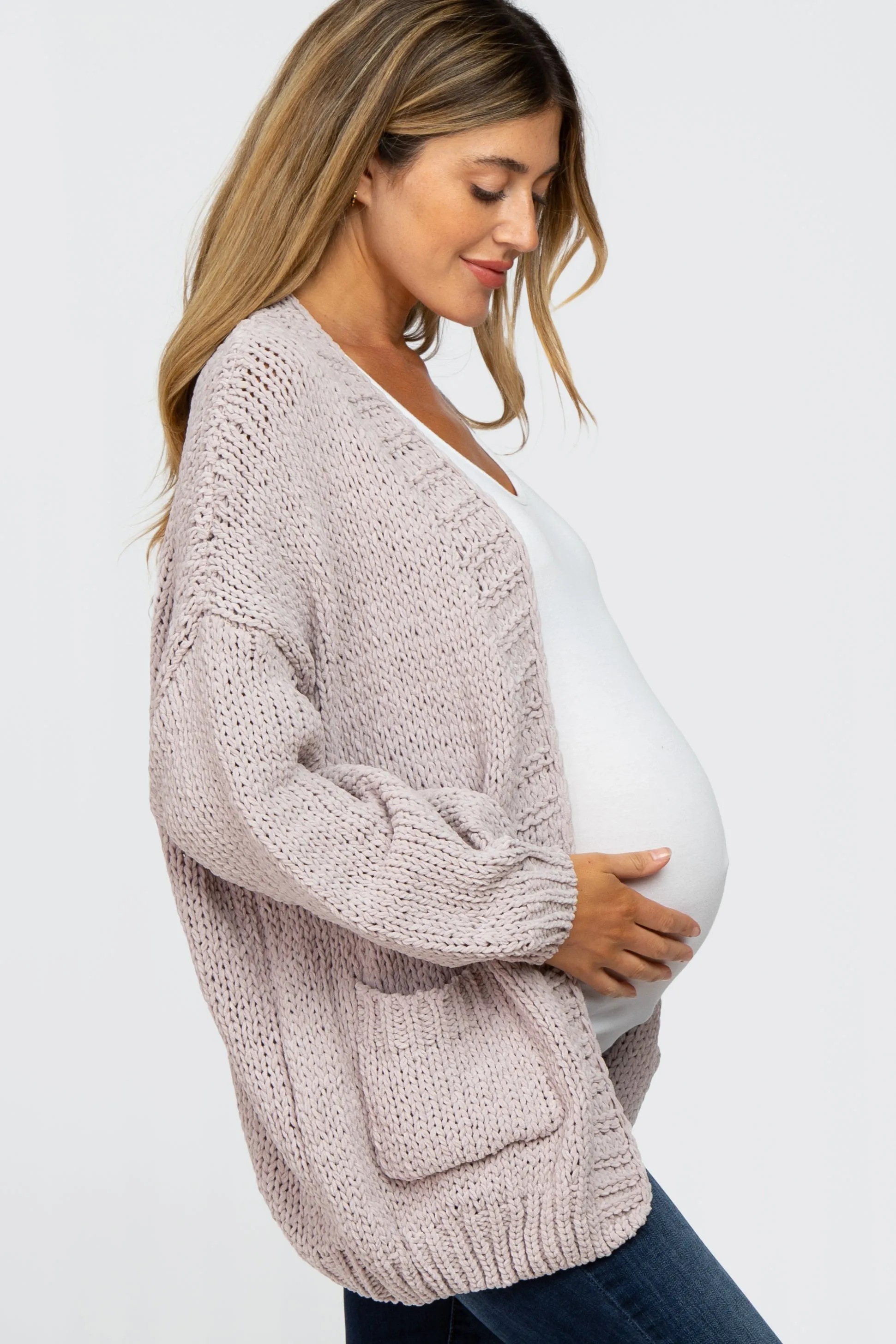 Beige Oversized Bubble Sleeve Maternity Cardigan sold by Pinkblush product image thumbnail 2