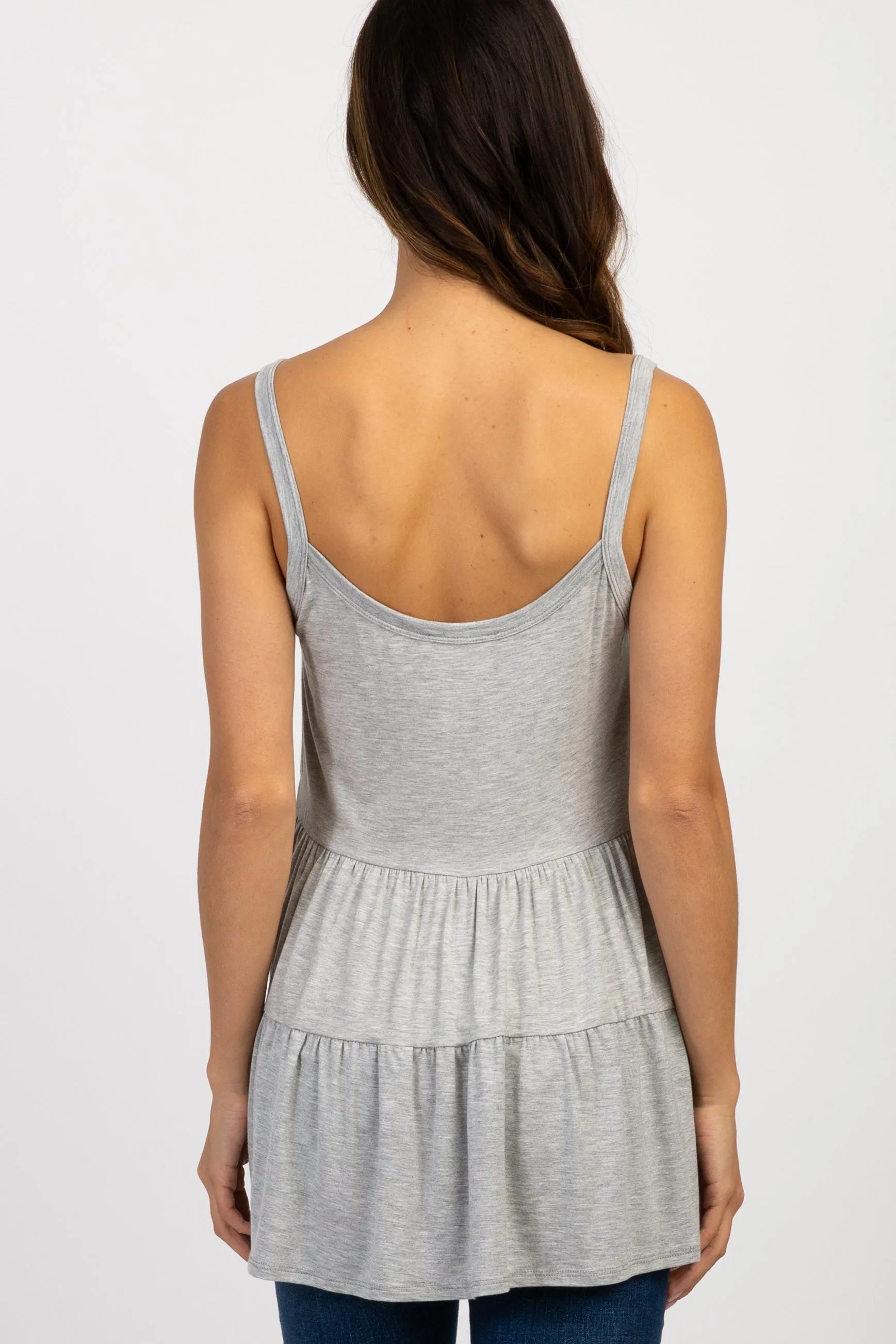 Heather Grey Solid Ruffle Peplum Maternity Top sold by Pinkblush product image thumbnail 3