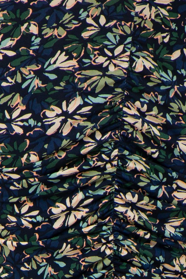 Navy Floral Ruched Shoulder Tie Maternity Dress sold by Pinkblush product image thumbnail 4