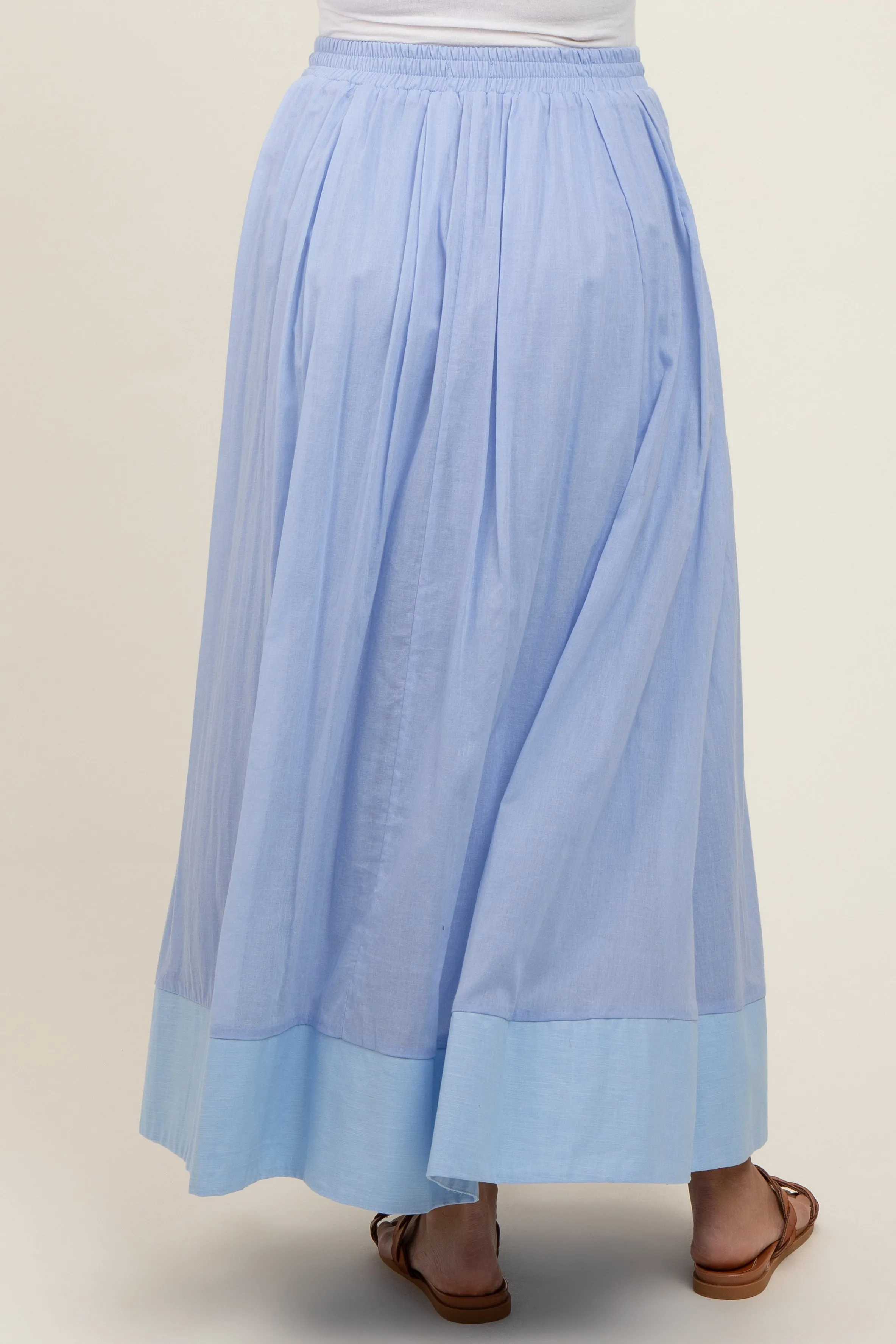Light Periwinkle Colorblock Maternity Maxi Skirt sold by Pinkblush product image thumbnail 4