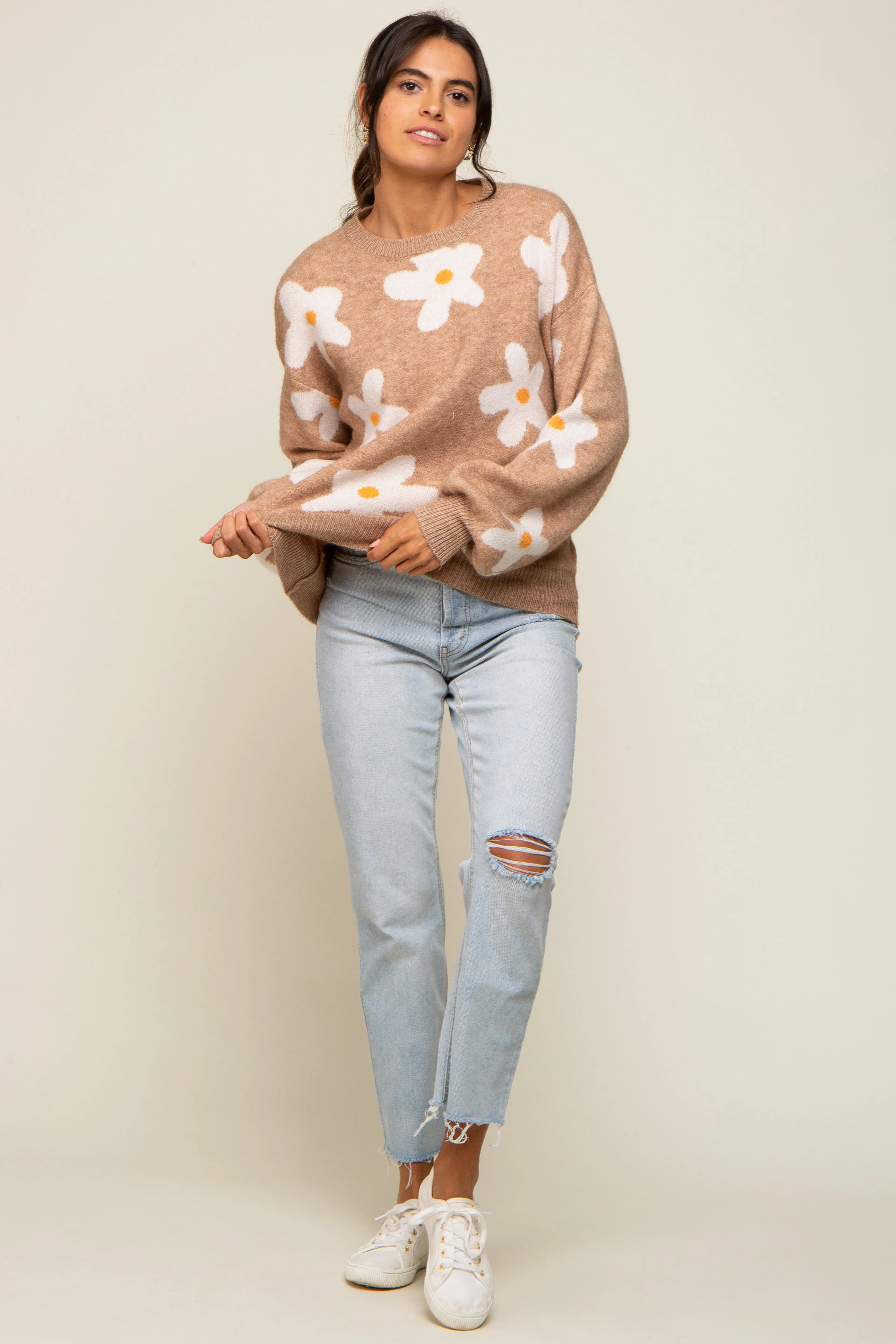 Camel Daisy Soft Brushed Knit Sweater sold by Pinkblush product image thumbnail 5