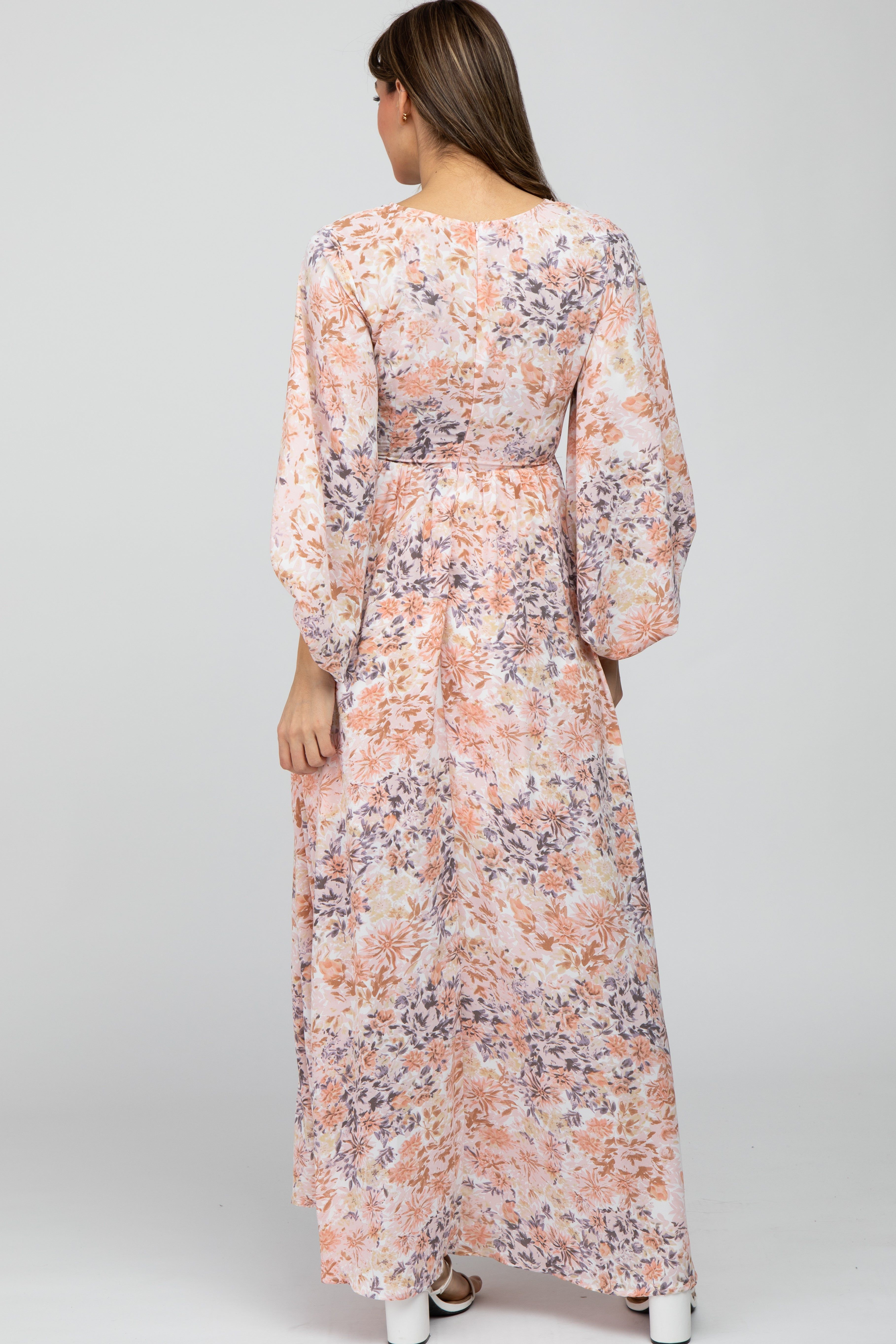 Peach Floral Front Cutout Maxi Dress sold by Pinkblush product image thumbnail 4