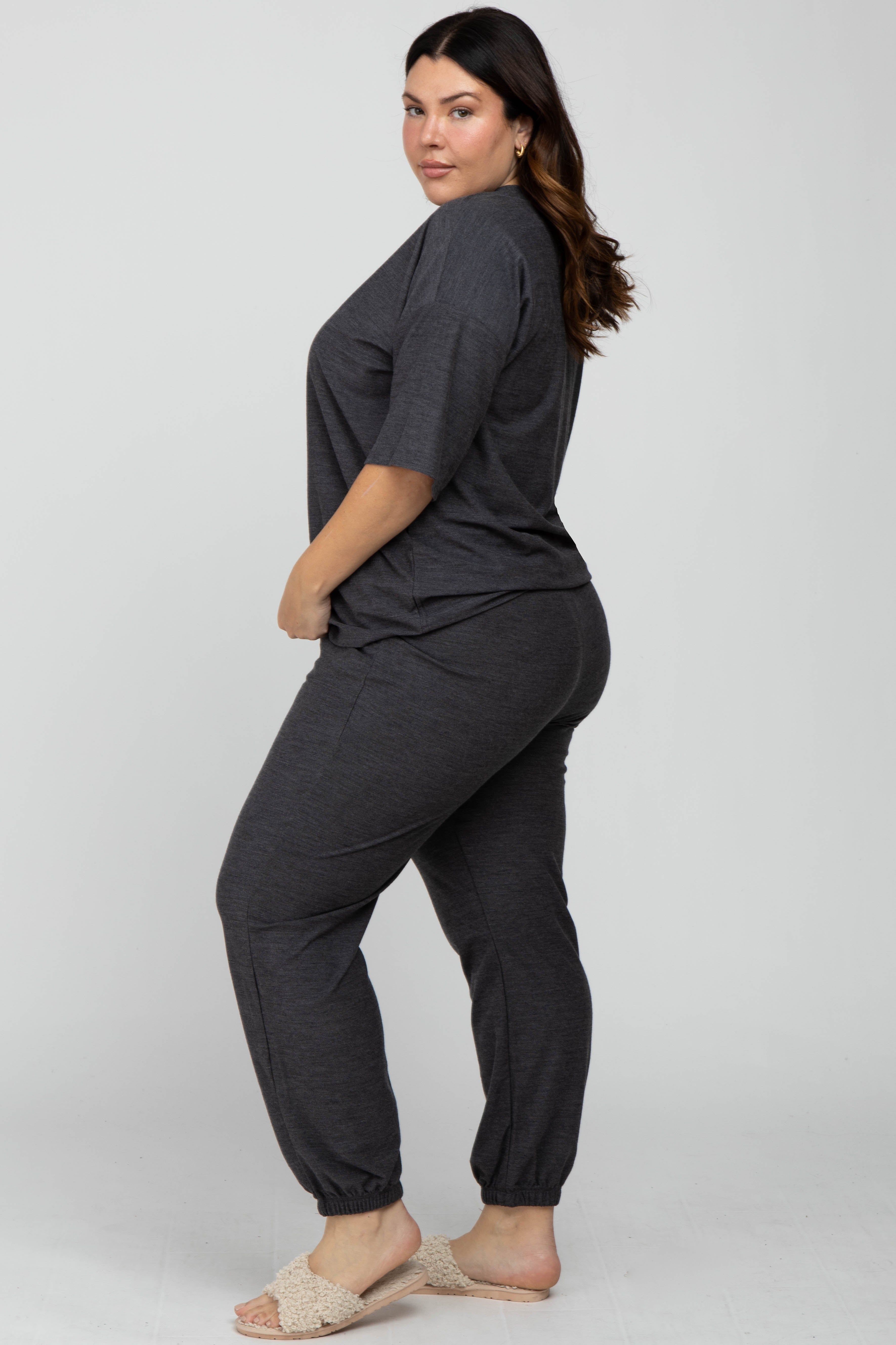 Charcoal Jogger Plus Size Lounge Set sold by Pinkblush product image thumbnail 3