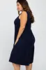 Navy Ribbed Sleeveless Plus Midi Dress sold by Pinkblush