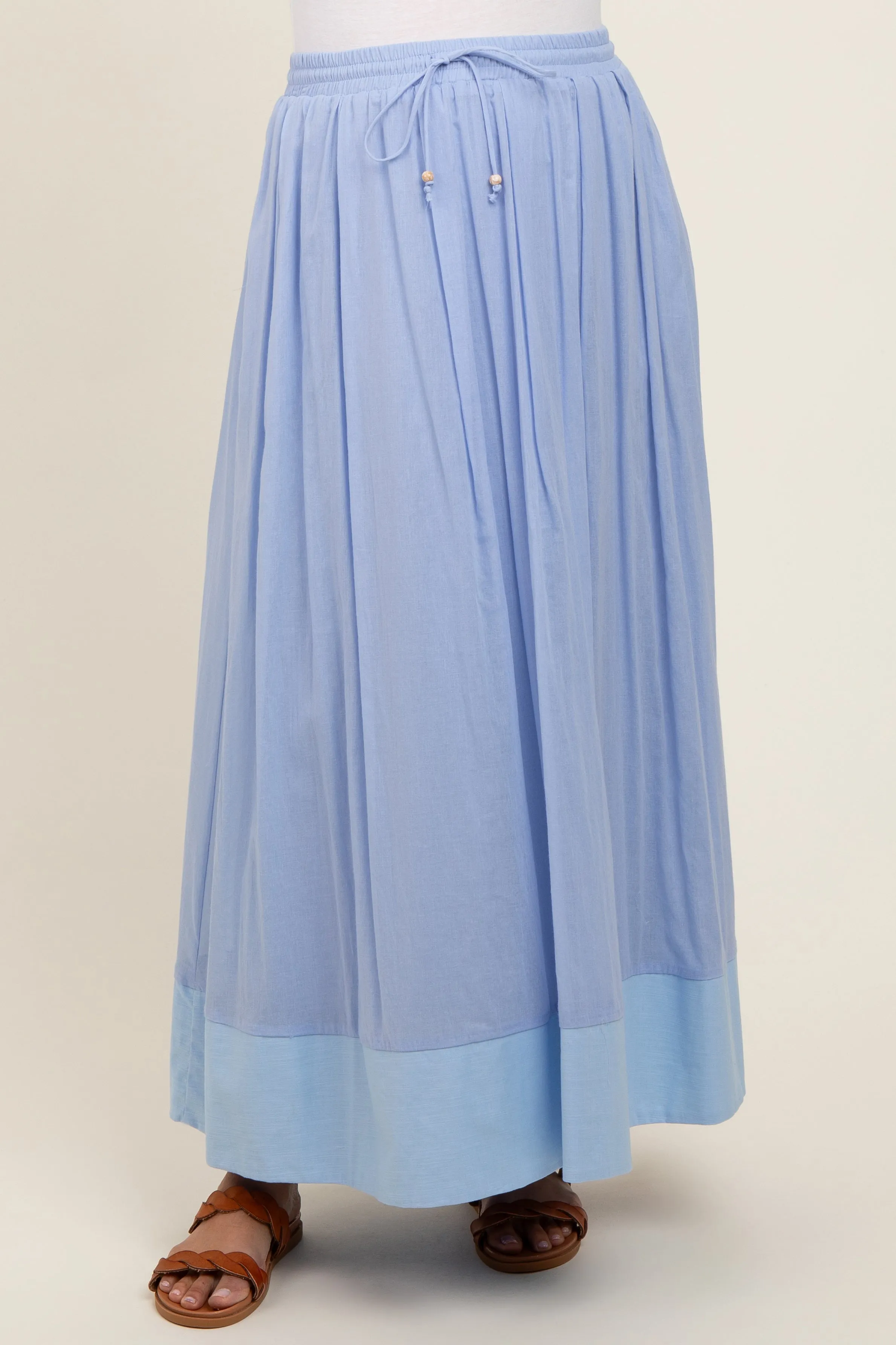 Light Periwinkle Colorblock Maternity Maxi Skirt sold by Pinkblush product image thumbnail 2