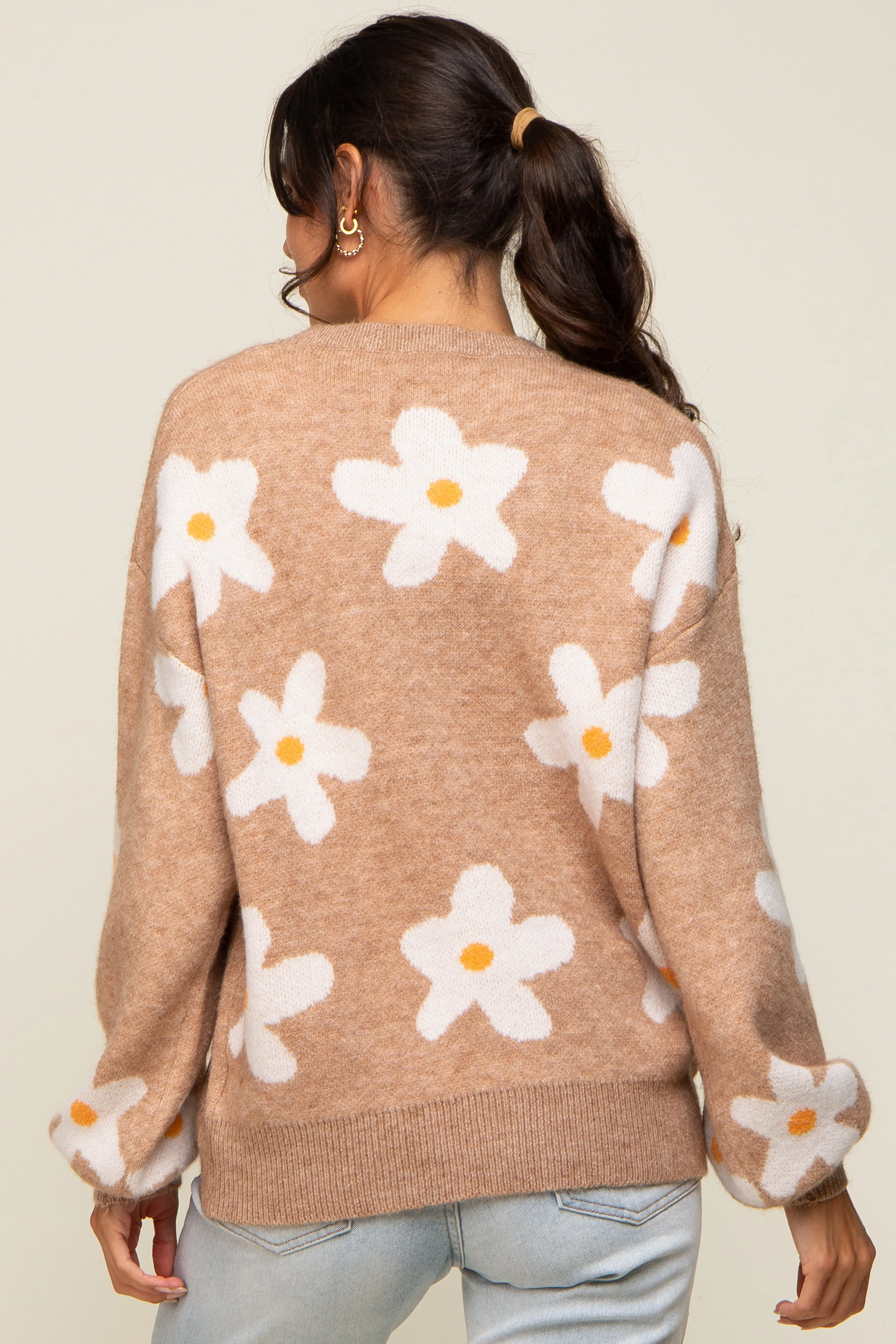 Camel Daisy Soft Brushed Knit Sweater sold by Pinkblush product image thumbnail 3