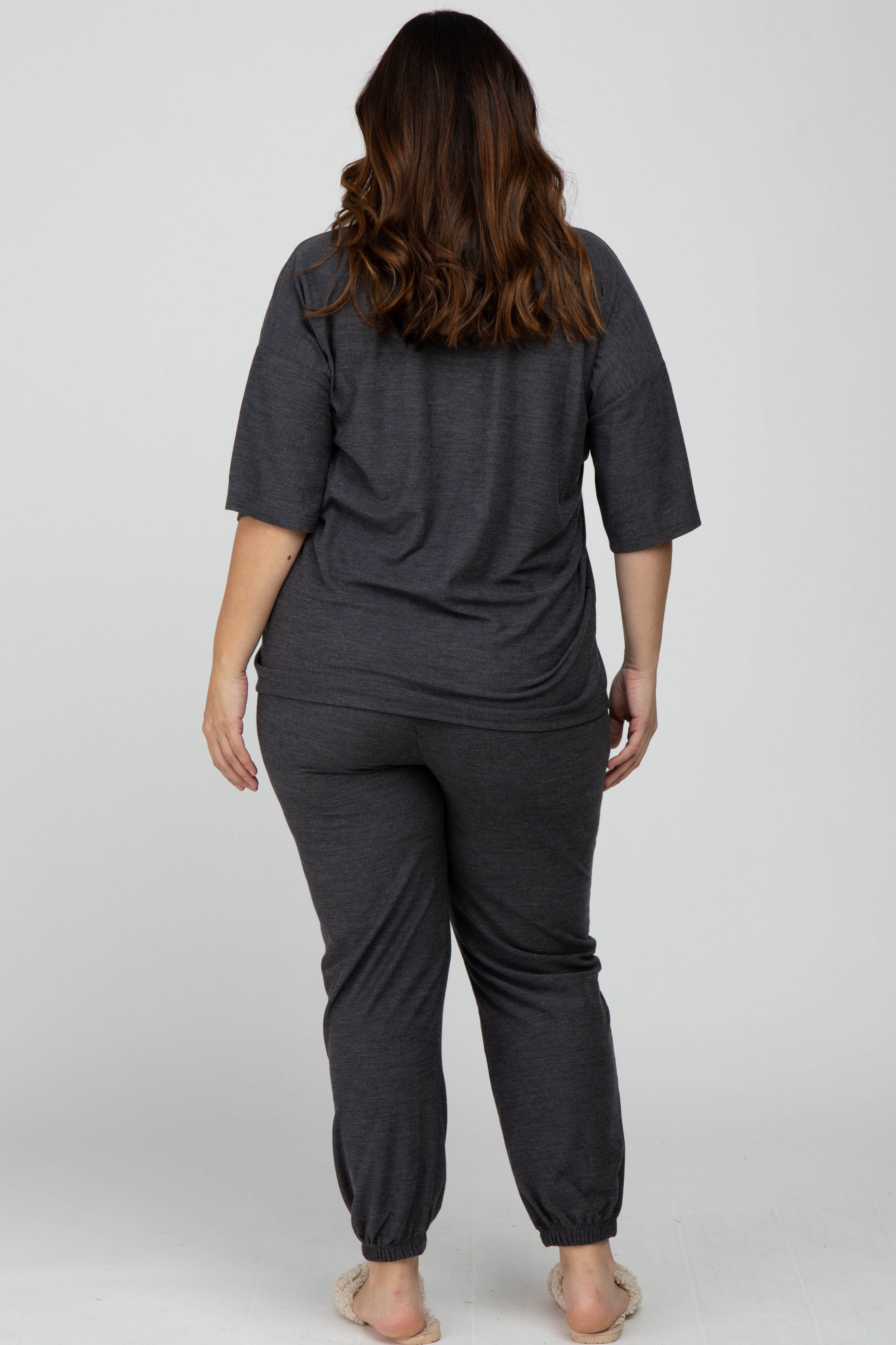 Charcoal Jogger Plus Size Lounge Set sold by Pinkblush product image thumbnail 4