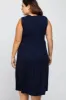 Navy Ribbed Sleeveless Plus Midi Dress sold by Pinkblush