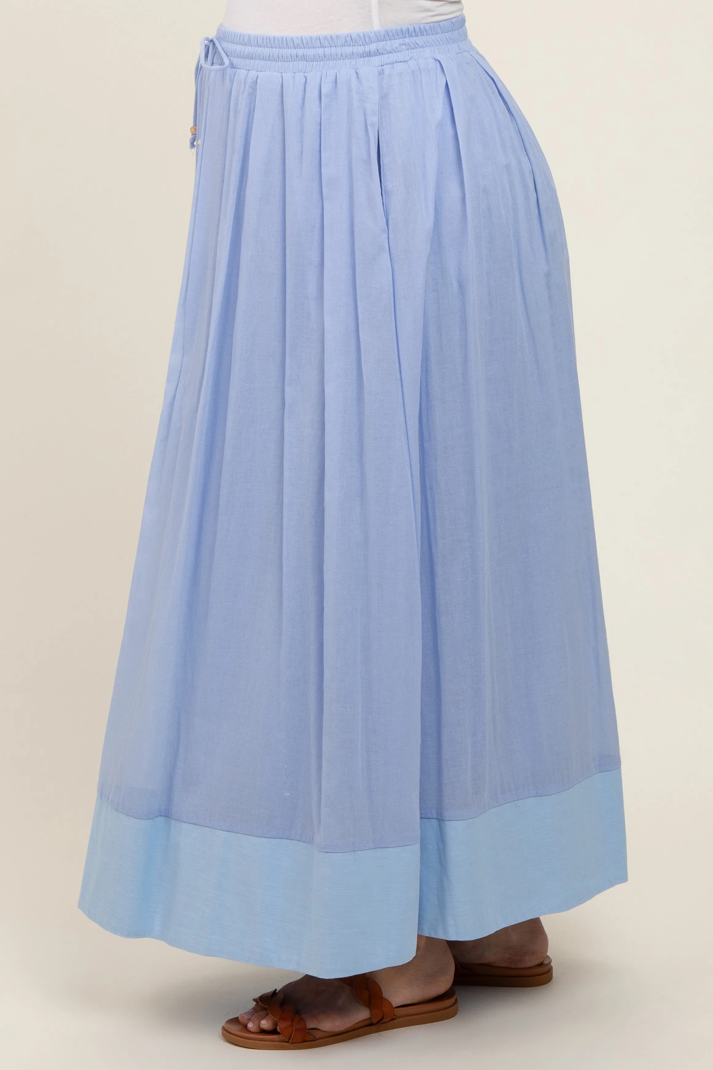Light Periwinkle Colorblock Maternity Maxi Skirt sold by Pinkblush product image thumbnail 3