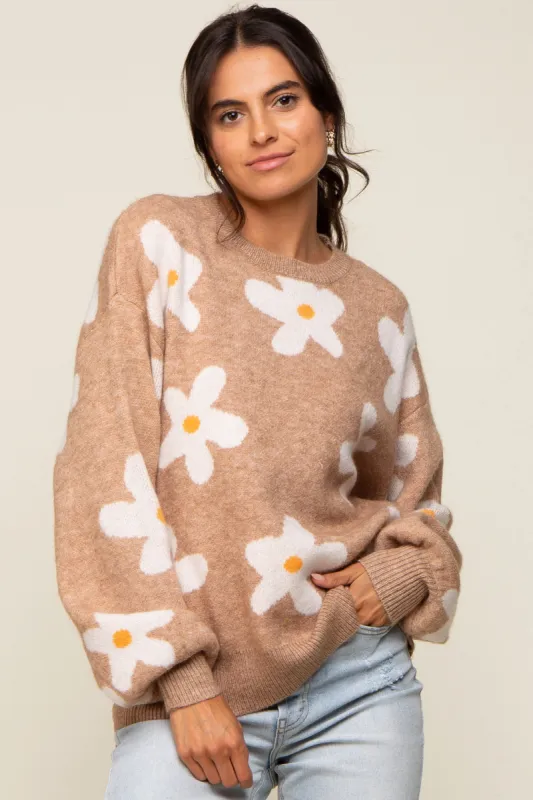 Camel Daisy Soft Brushed Knit Sweater sold by Pinkblush