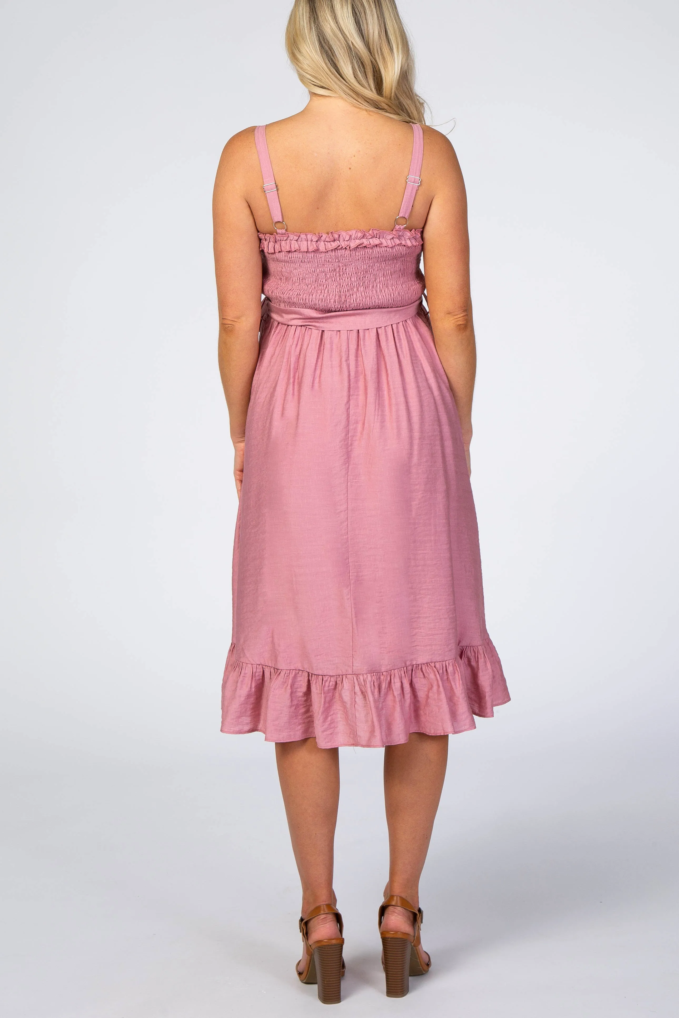 Pink Ruffle Smocked Maternity Dress sold by Pinkblush product image thumbnail 3