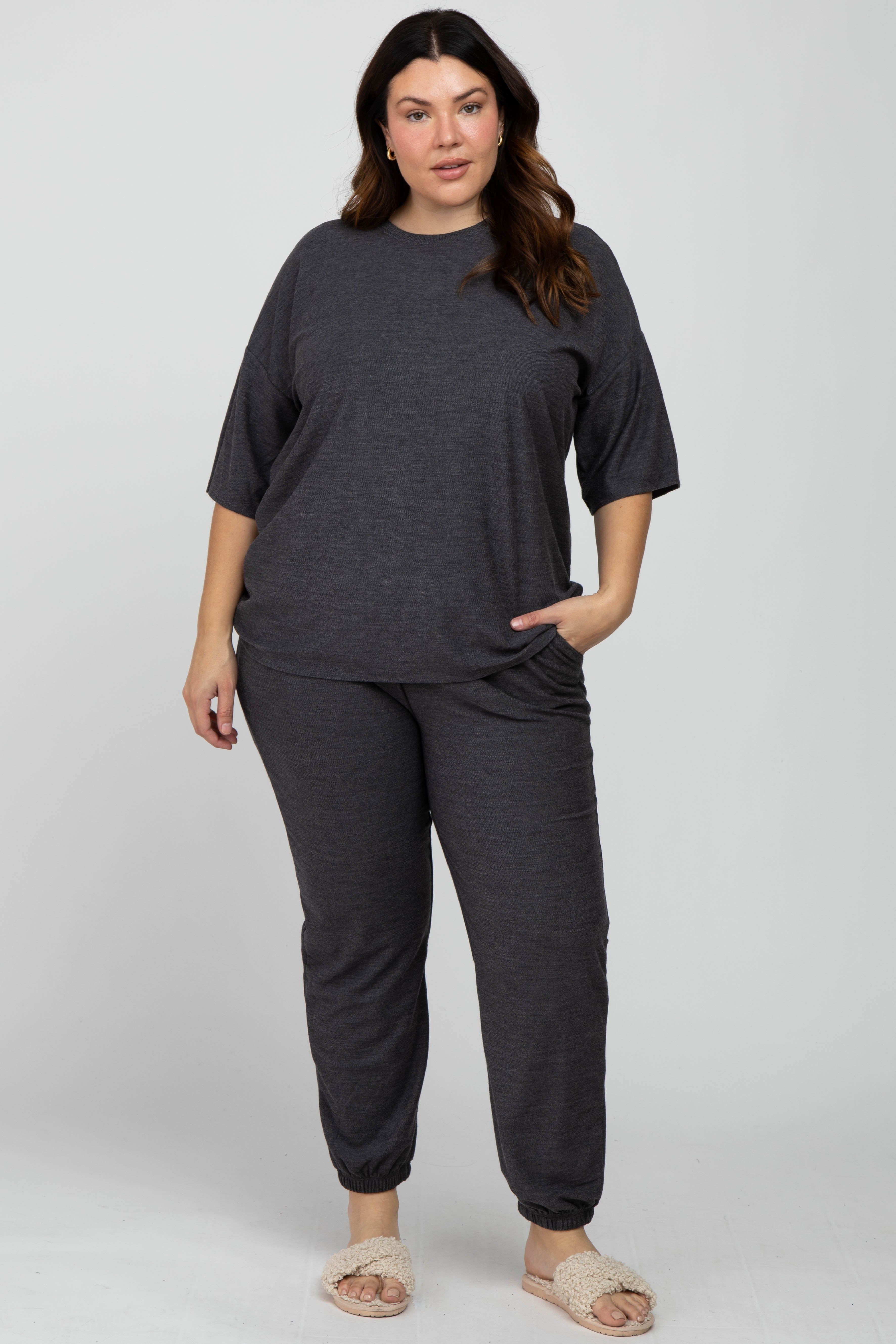 Charcoal Jogger Plus Size Lounge Set sold by Pinkblush product image thumbnail 2