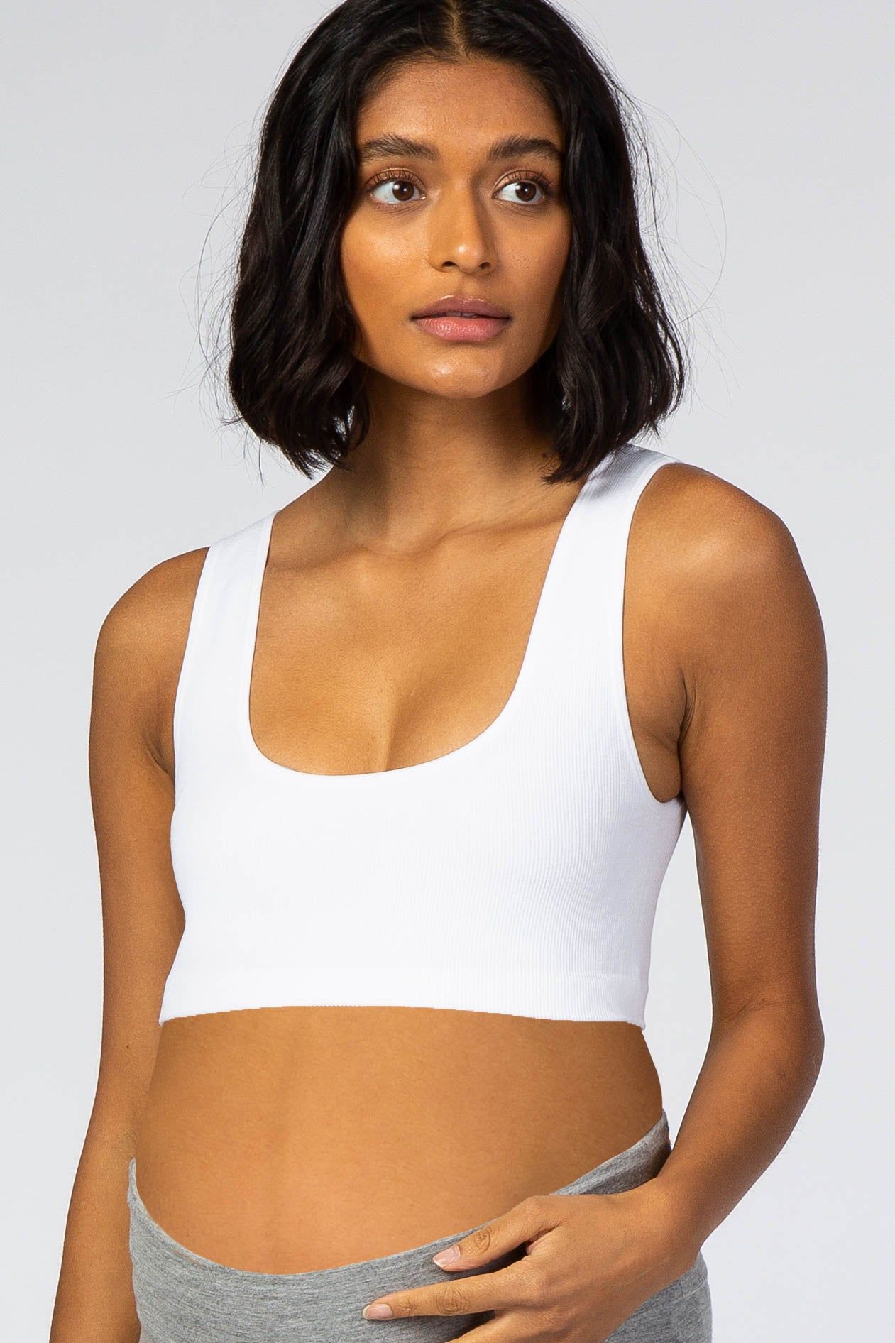 White Ribbed Squared Neck Maternity Bralette sold by Pinkblush