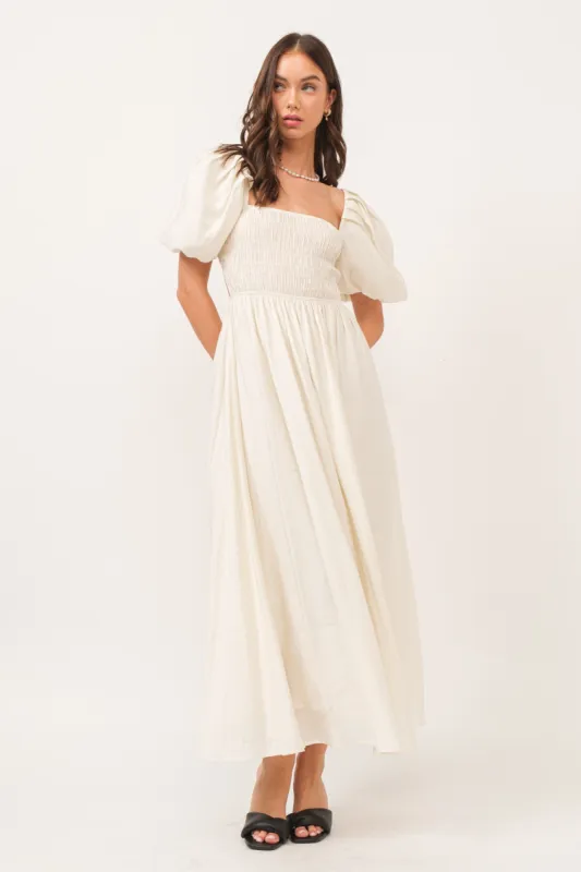 Ivory Open Back Maxi Dress sold by Pinkblush