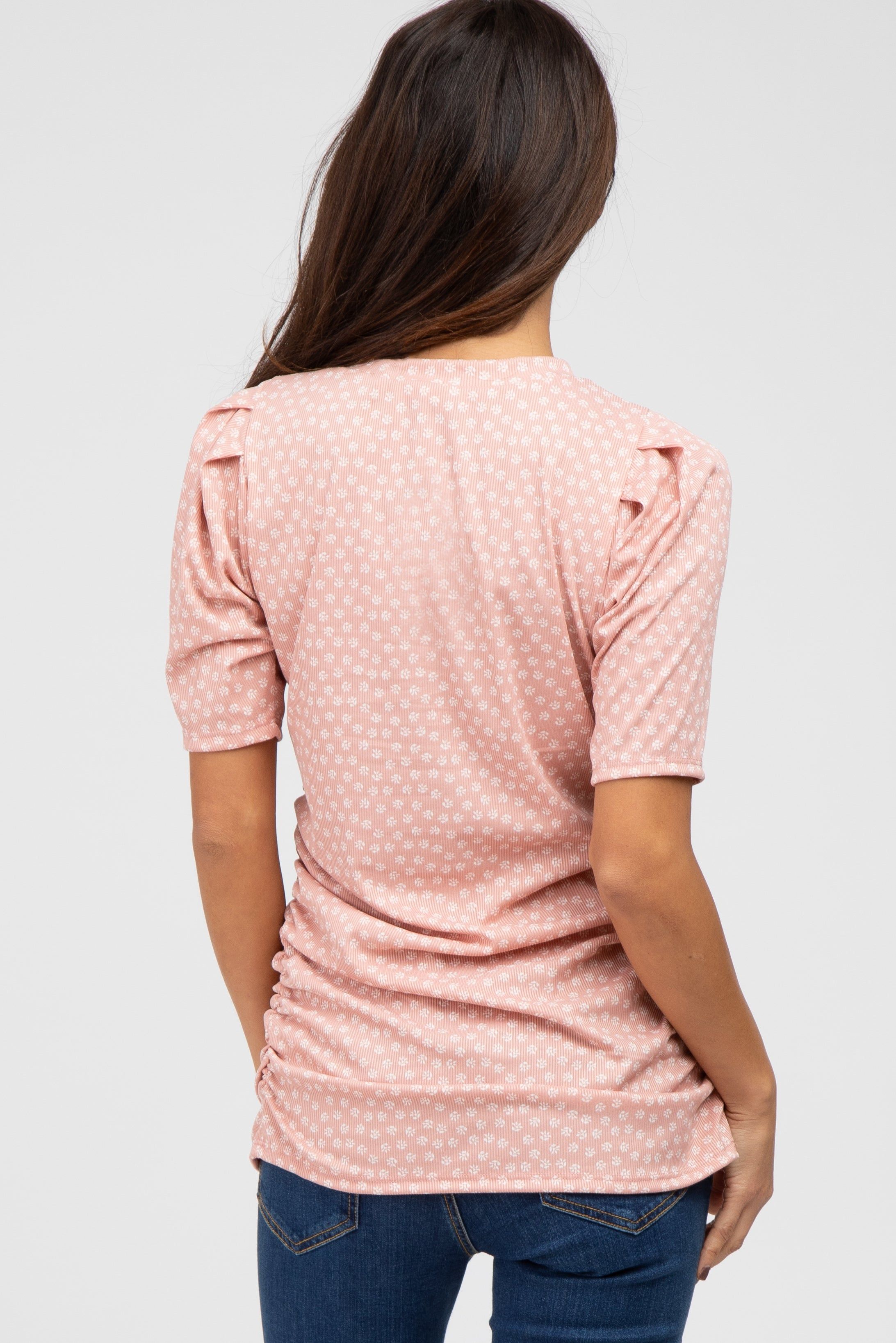Light Pink Ditsy Floral Ruched Top sold by Pinkblush product image thumbnail 3