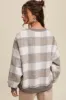 Grey Plaid Fuzzy Knit Pullover Sweater sold by Pinkblush