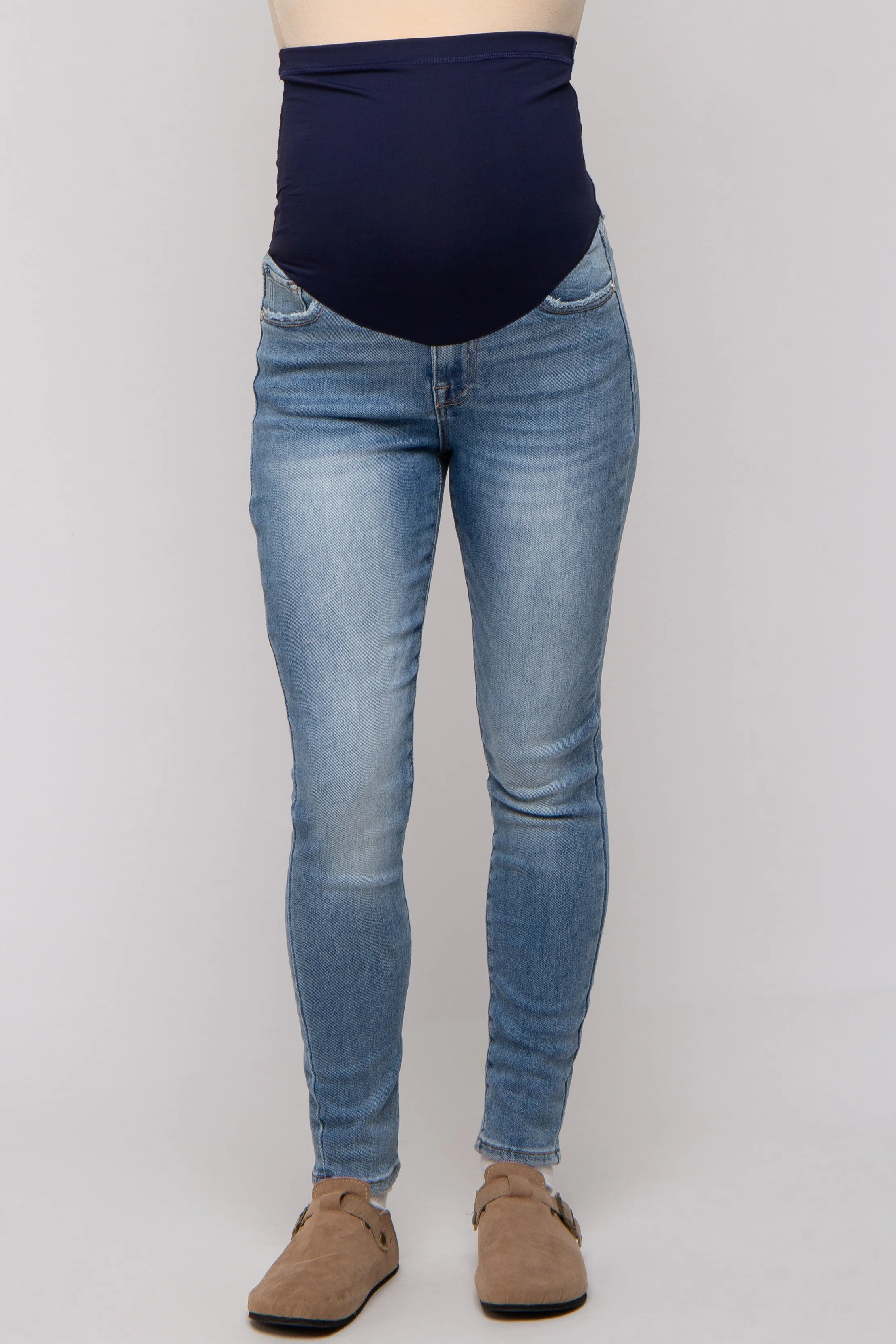 Blue Skinny Crop Maternity Jeans sold by Pinkblush product image thumbnail 2