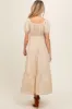 Yellow Ditsy Floral Tiered Maternity Midi Dress sold by Pinkblush