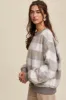 Grey Plaid Fuzzy Knit Pullover Sweater sold by Pinkblush