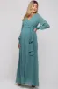 Teal Chiffon Wrap Maternity Gown sold by Pinkblush