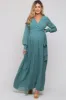 Teal Chiffon Wrap Maternity Gown sold by Pinkblush