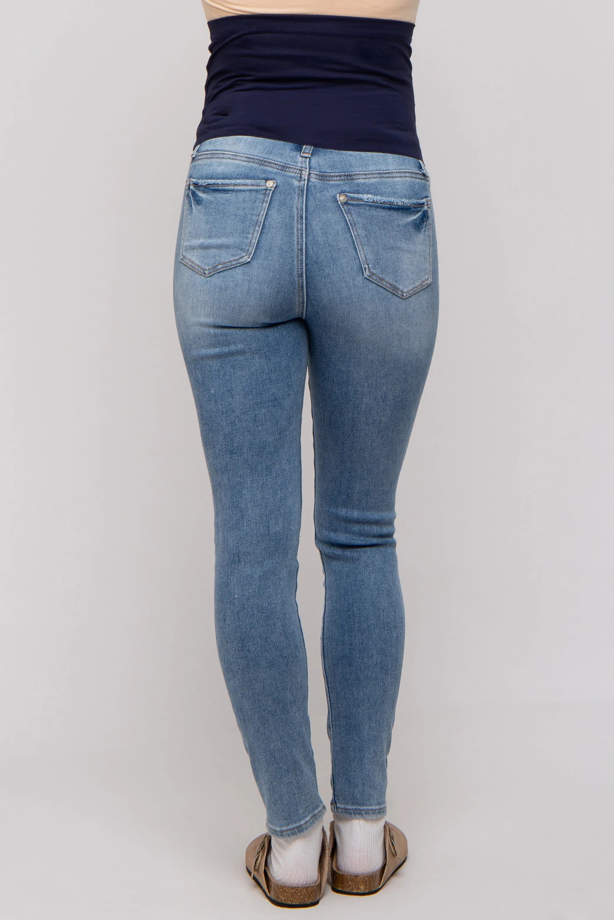 Blue Skinny Crop Maternity Jeans sold by Pinkblush product image thumbnail 4