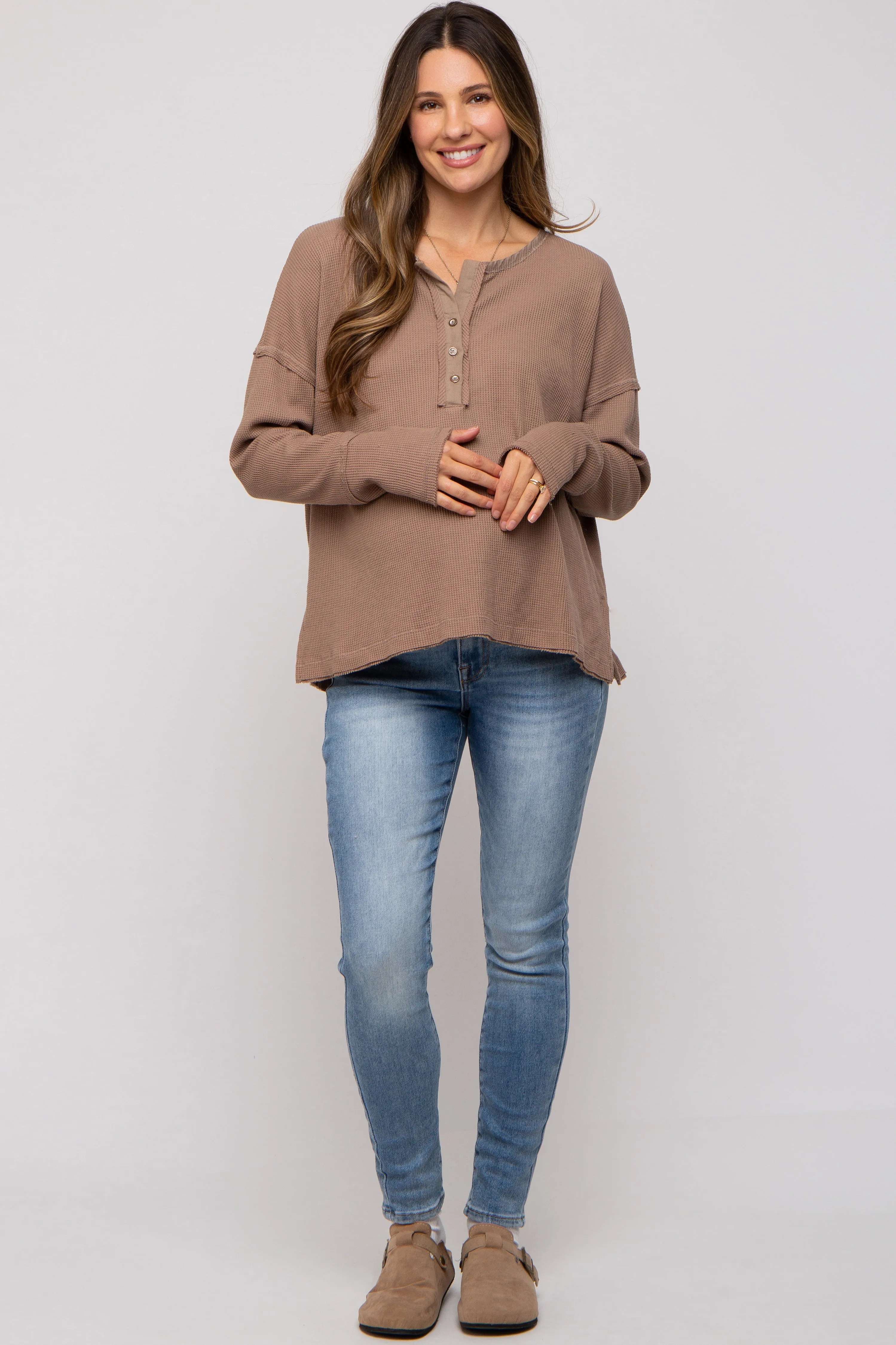 Blue Skinny Crop Maternity Jeans sold by Pinkblush