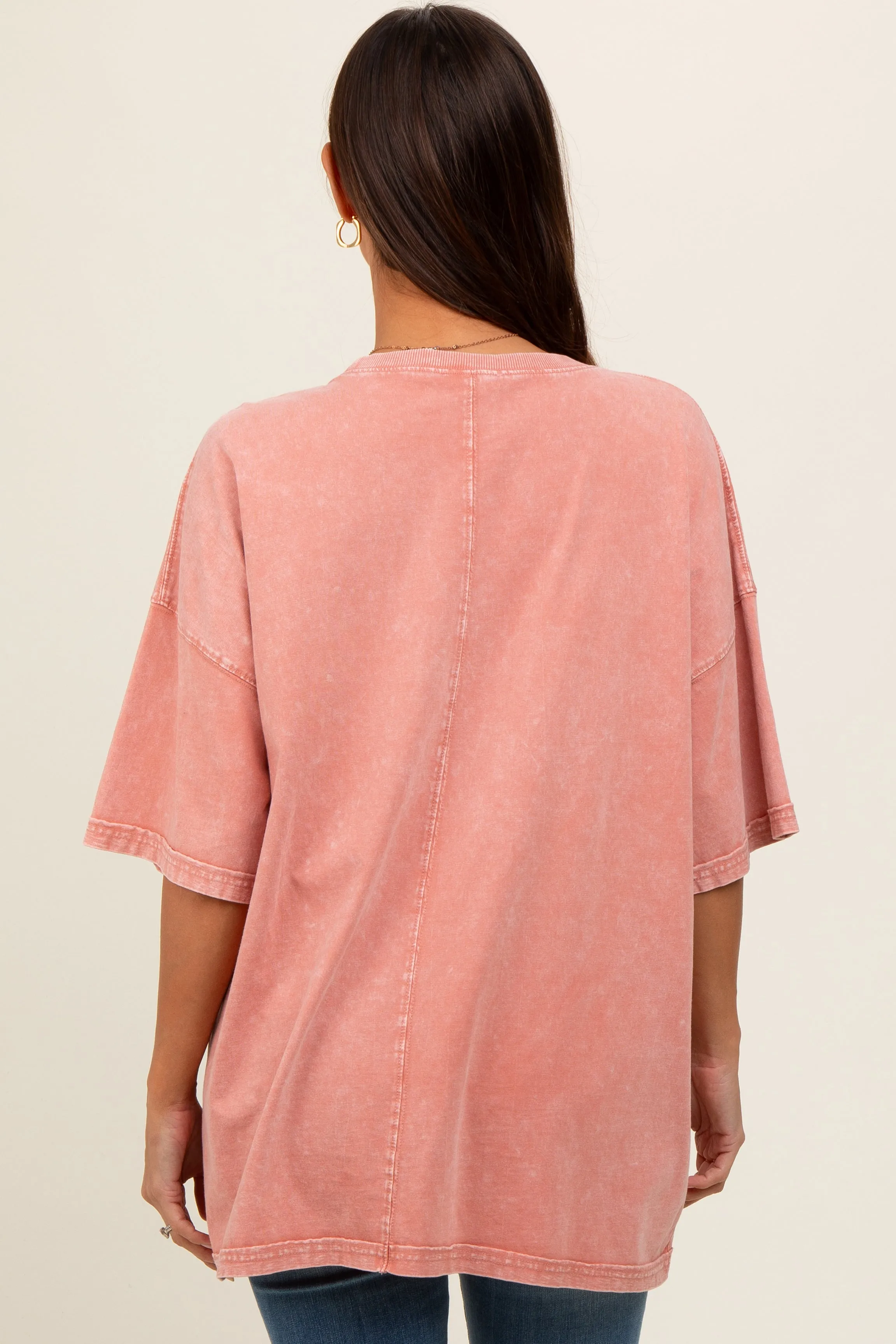 Pink Faded Wash Maternity Short Sleeve Top sold by Pinkblush product image thumbnail 3