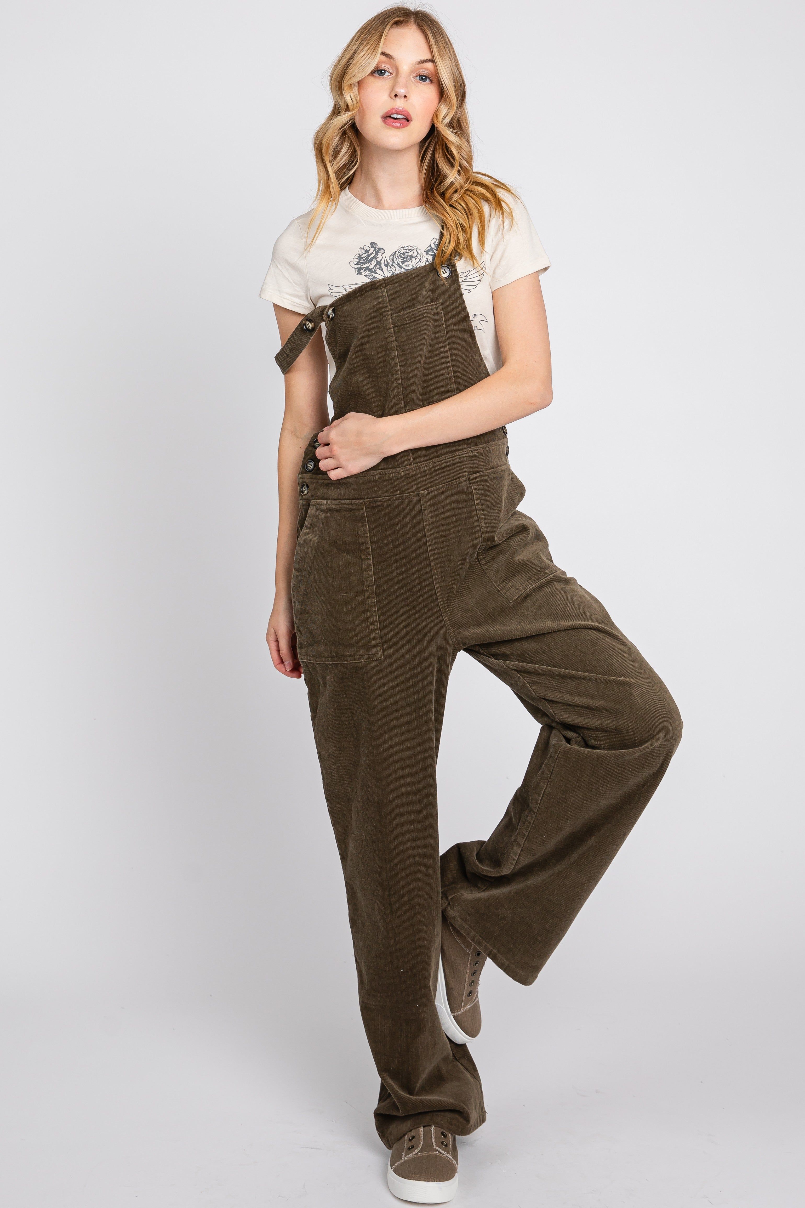 Brown Corduroy Overalls sold by Pinkblush