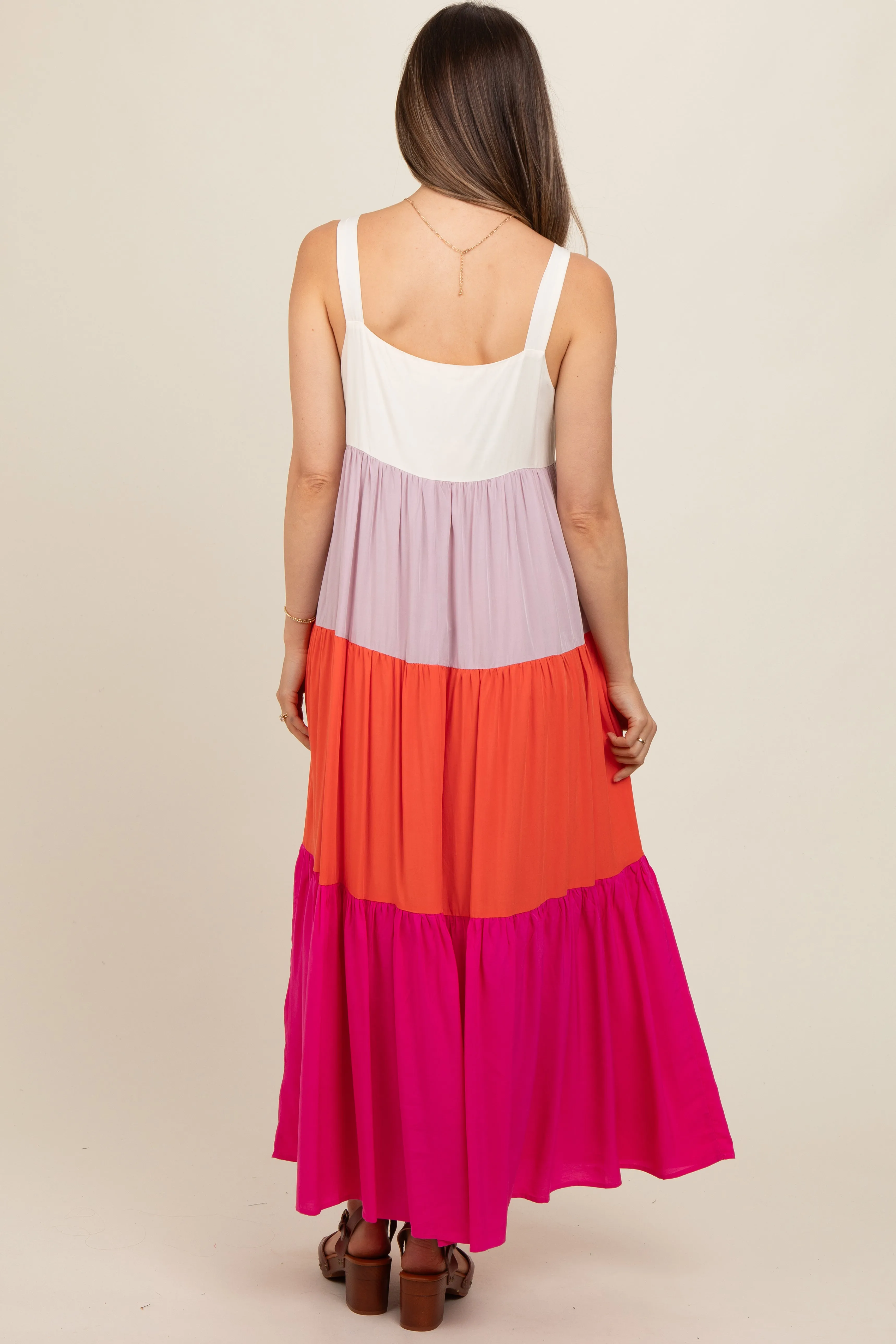 Fuchsia Tiered Colorblock Maternity Maxi Dress sold by Pinkblush product image thumbnail 4