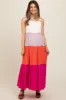 Fuchsia Tiered Colorblock Maternity Maxi Dress sold by Pinkblush