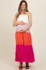 Fuchsia Tiered Colorblock Maternity Maxi Dress sold by Pinkblush
