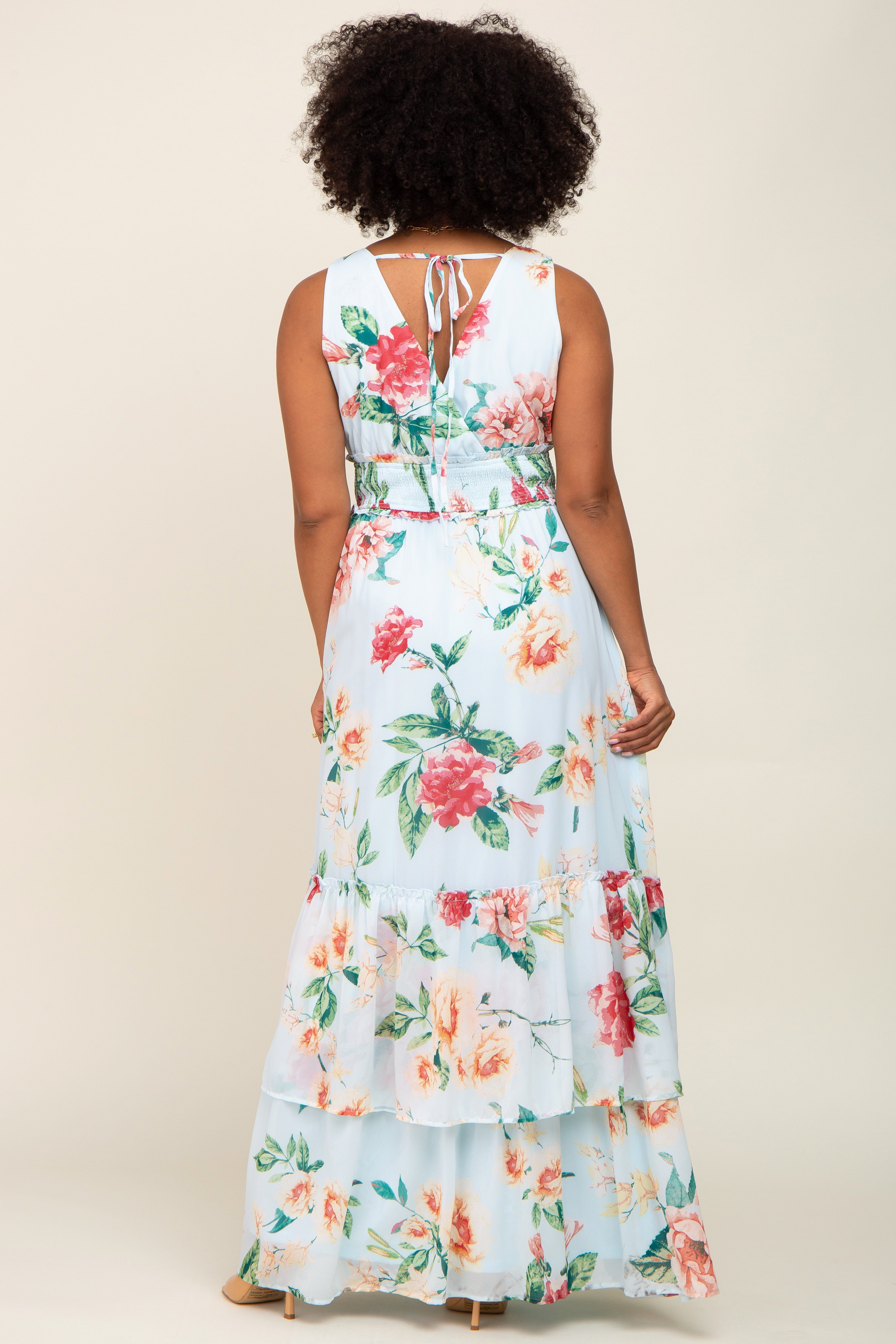 Light Blue Floral Maxi Dress sold by Pinkblush product image thumbnail 3