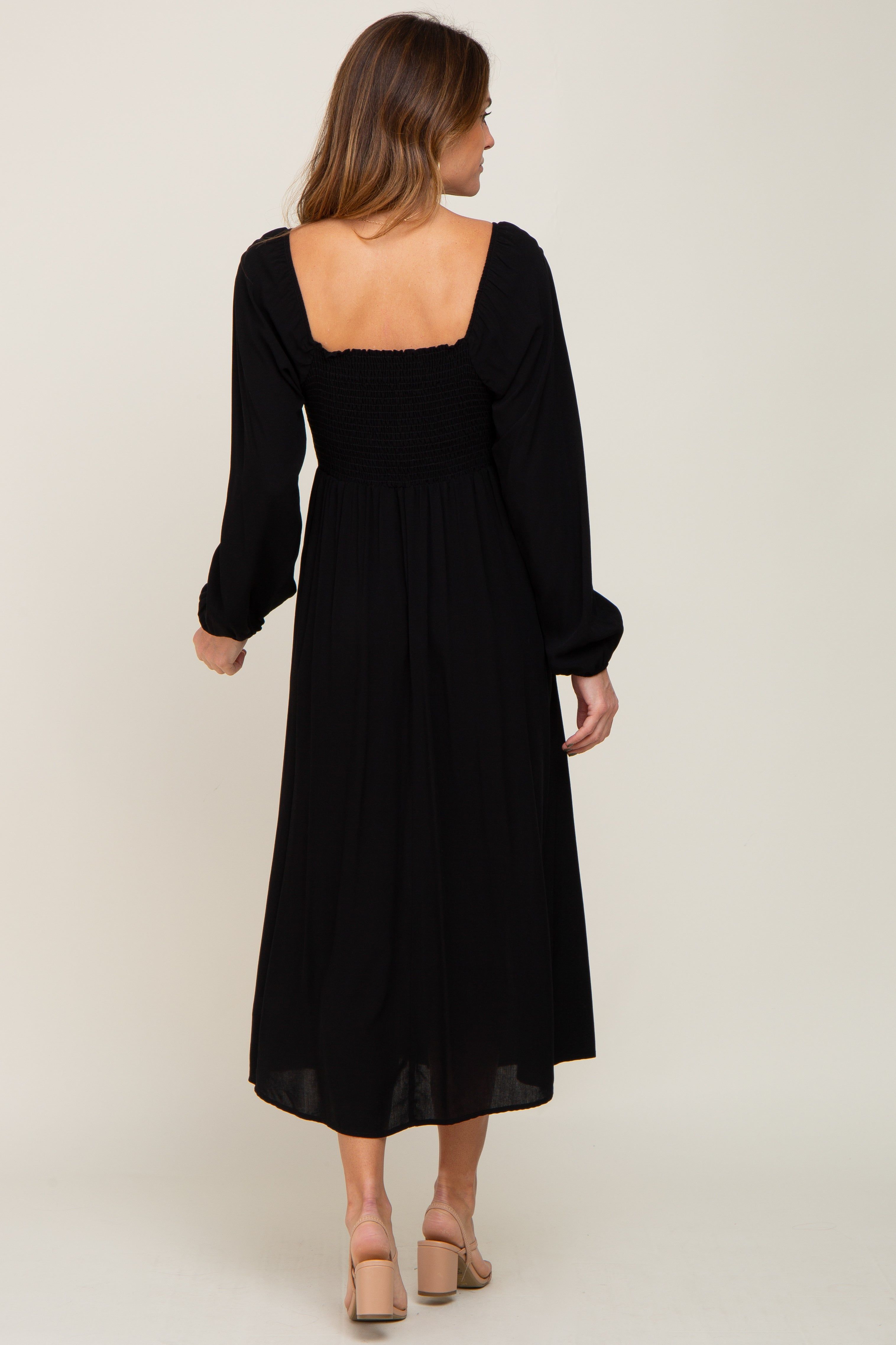 Black Twist V-Neck Front Cutout Midi Dress sold by Pinkblush product image thumbnail 3