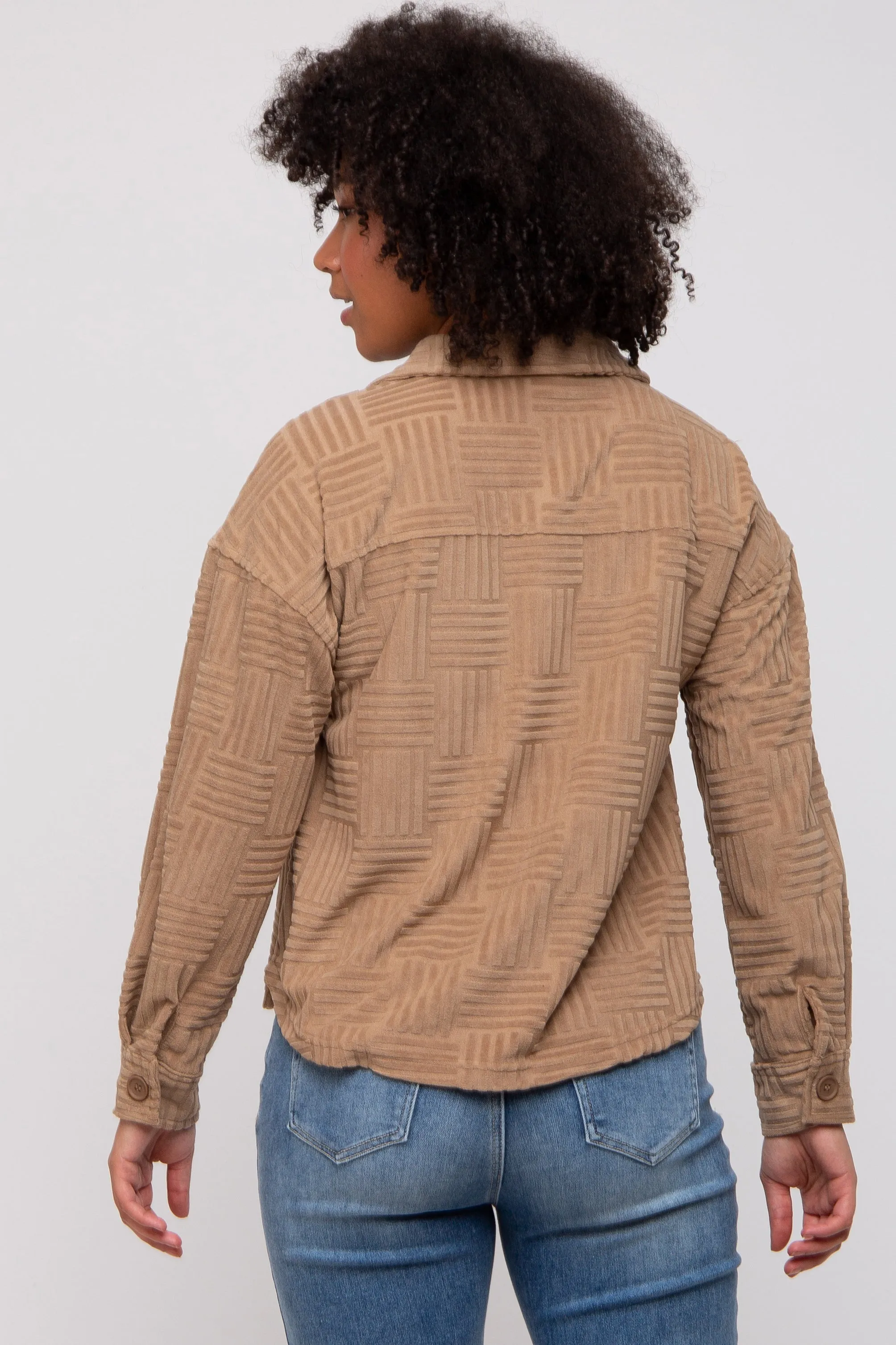 Mocha Velvet Textured Shirt Jacket sold by Pinkblush product image thumbnail 3