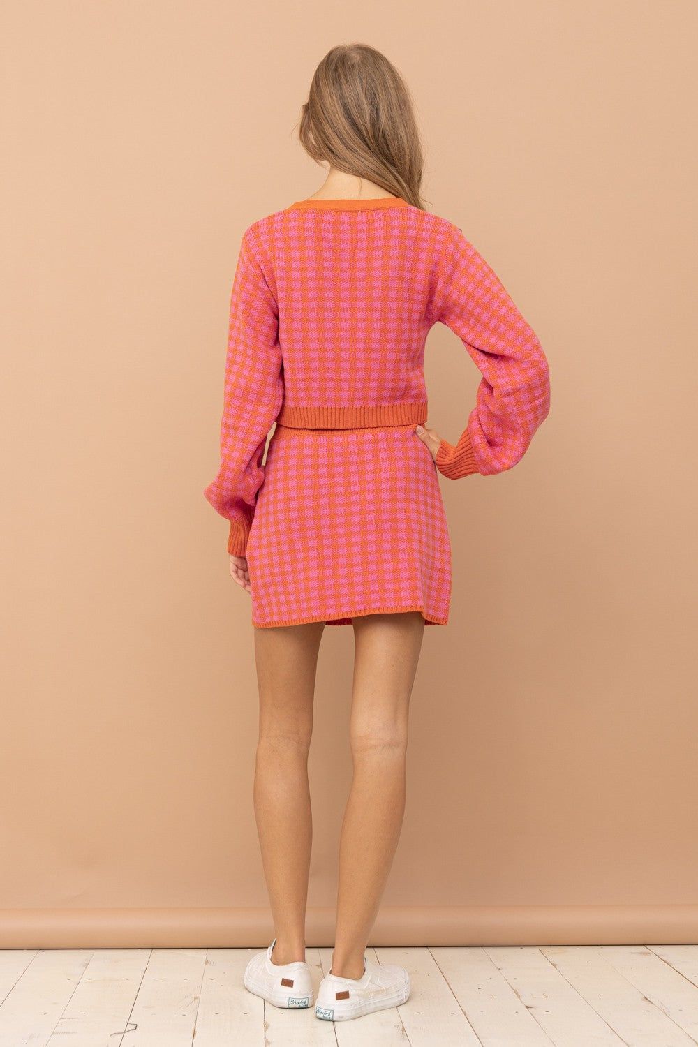 Pink Orange Knit Top And Skirts Set sold by Pinkblush product image thumbnail 4