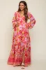 Pink Floral Long Sleeve Tiered Maternity Maxi Dress sold by Pinkblush