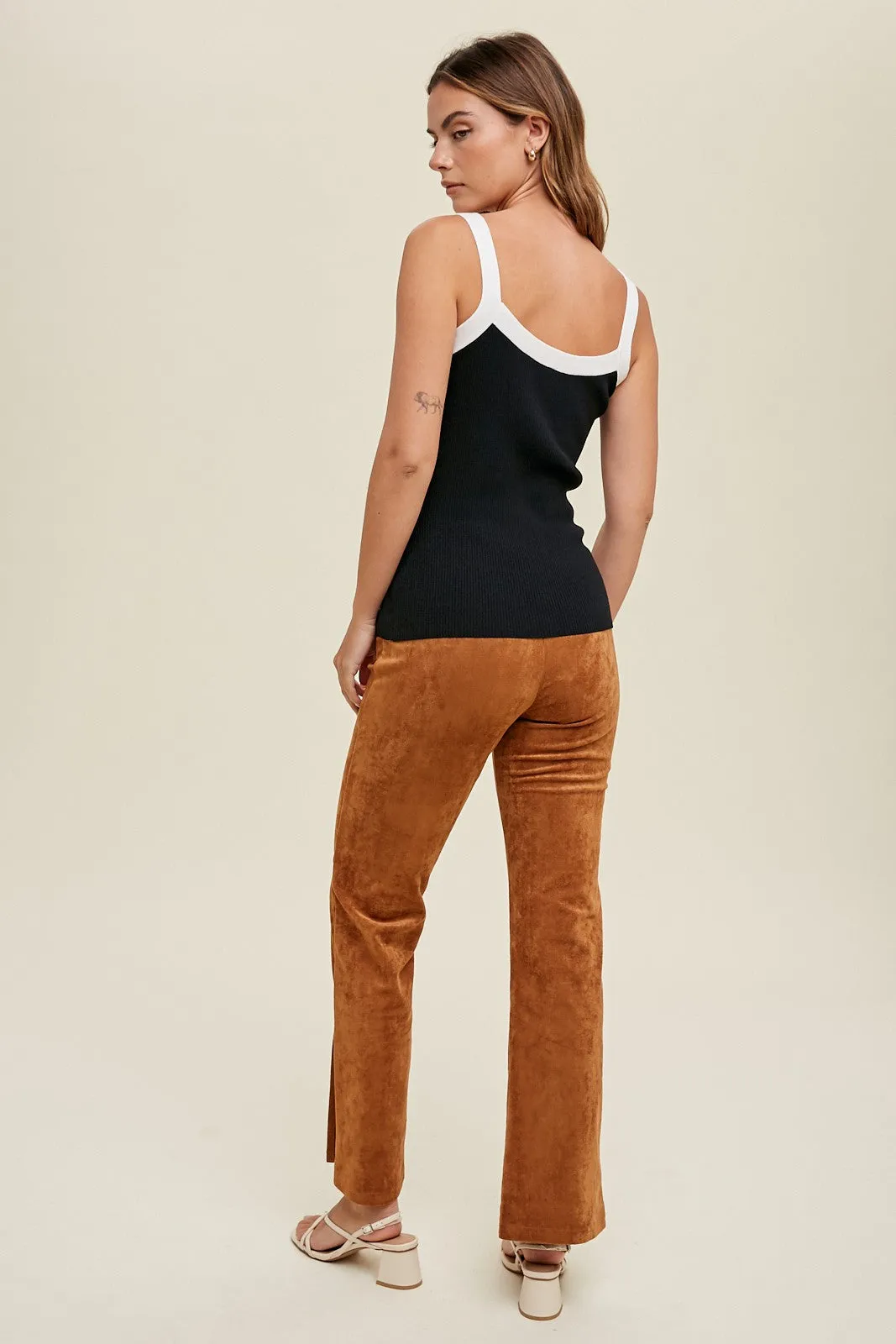 Black Ribbed Square Neck Contrast Strap Top sold by Pinkblush product image thumbnail 4