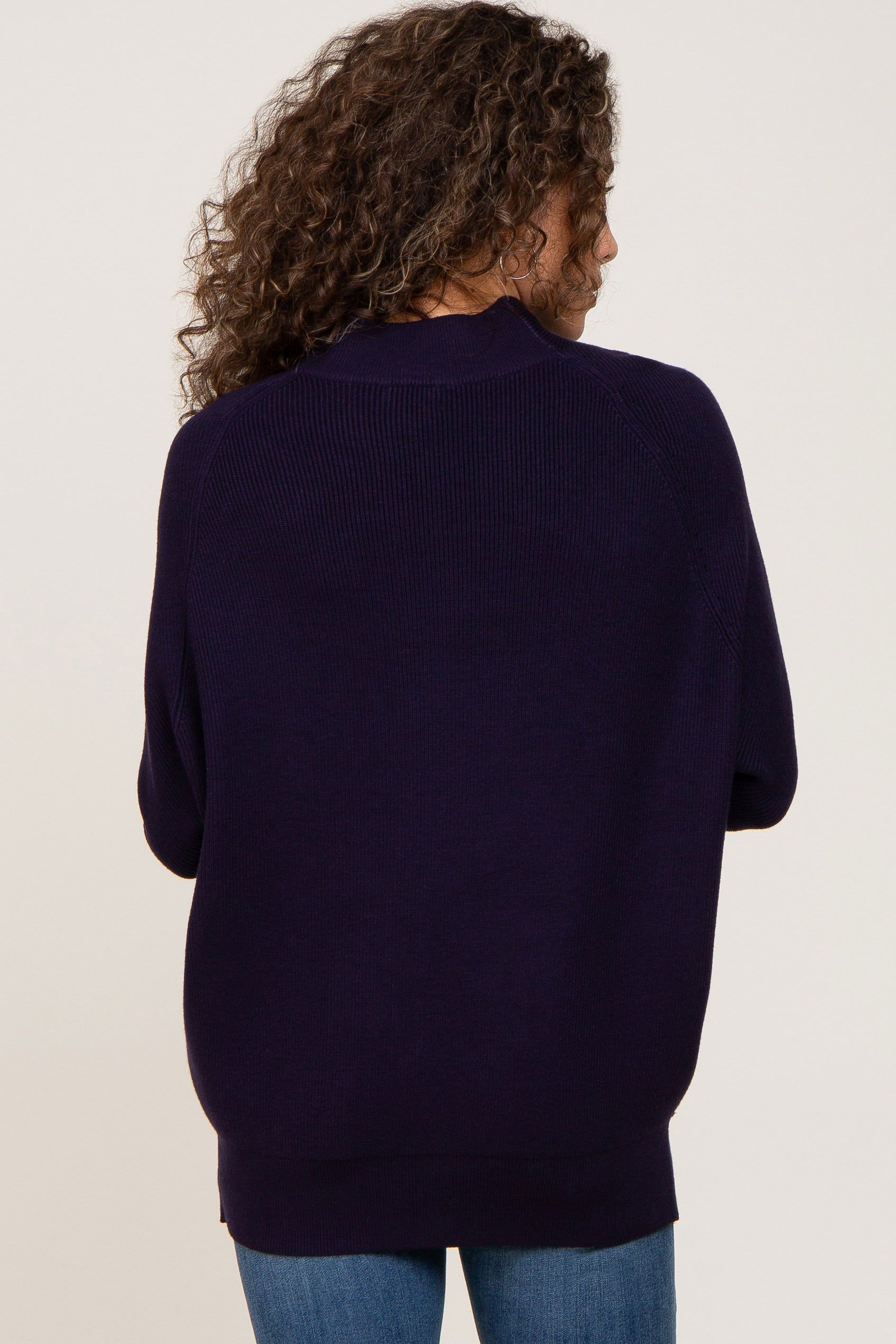 Navy Funnel Neck Dolman Sleeve Sweater sold by Pinkblush product image thumbnail 3