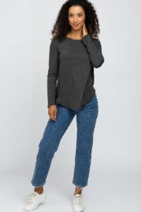 Charcoal Basic Long Sleeve Top sold by Pinkblush