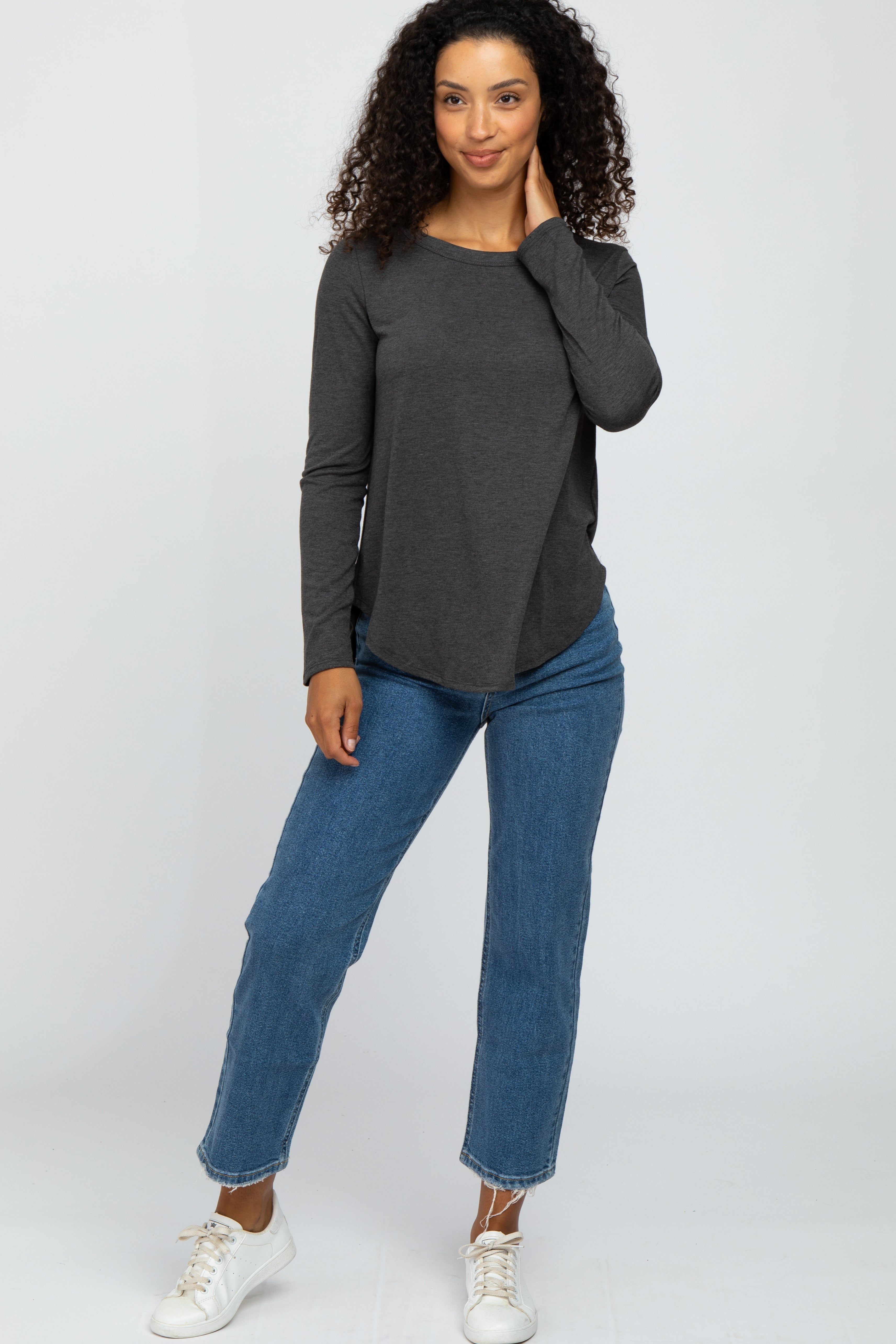 Charcoal Basic Long Sleeve Top sold by Pinkblush product image thumbnail 4