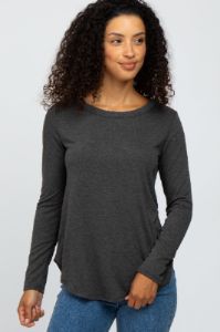 Charcoal Basic Long Sleeve Top sold by Pinkblush