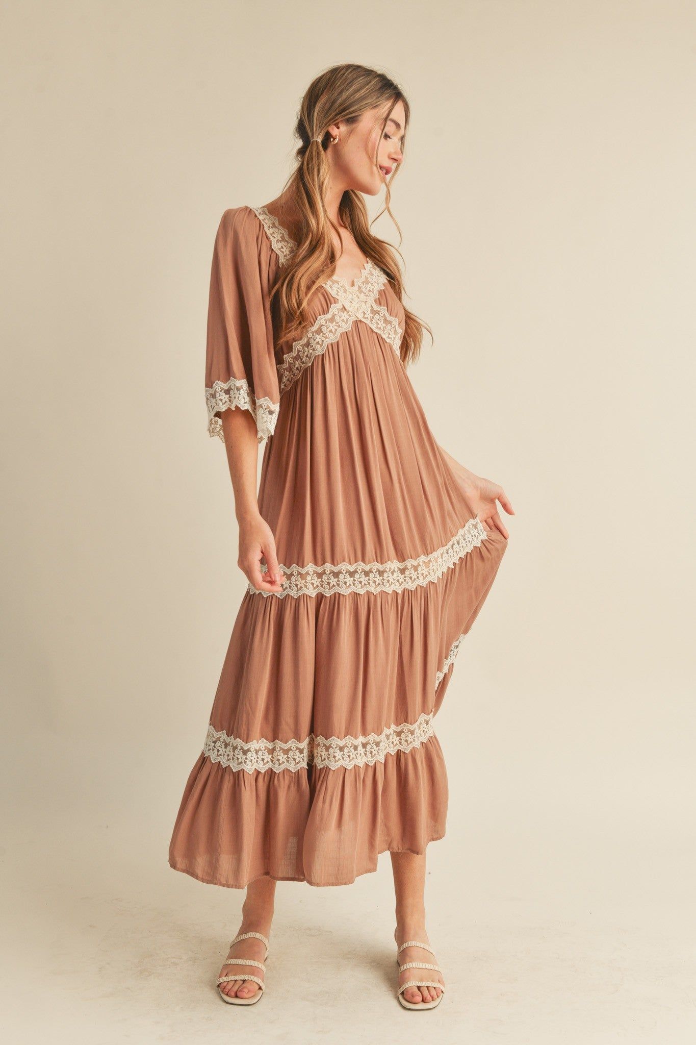 Tan Criss Cross Lace Maxi sold by Pinkblush product image thumbnail 2