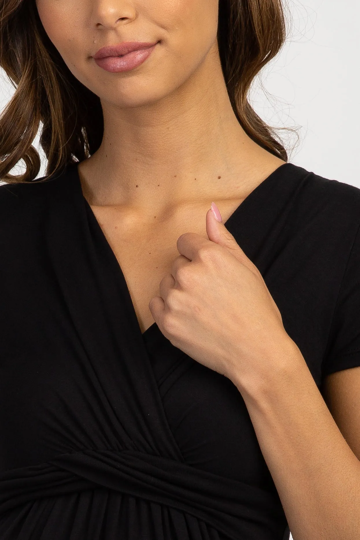 PinkBlush Black Draped Front Maternity/Nursing Top sold by Pinkblush product image thumbnail 5