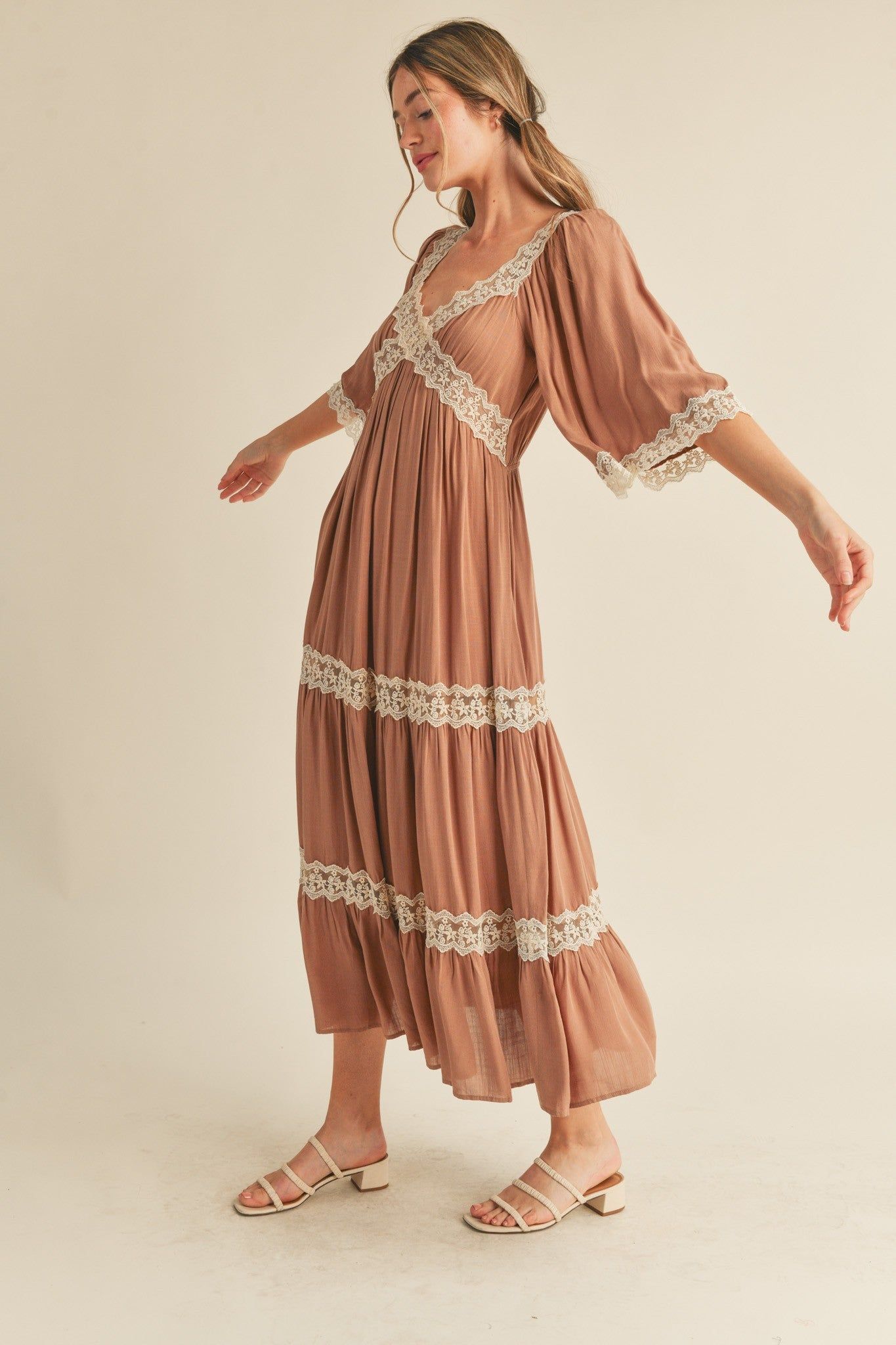 Tan Criss Cross Lace Maxi sold by Pinkblush product image thumbnail 3
