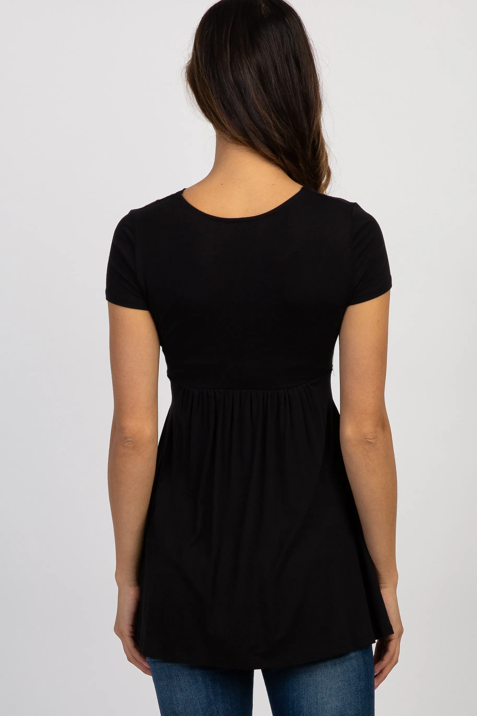 PinkBlush Black Draped Front Maternity/Nursing Top sold by Pinkblush product image thumbnail 3