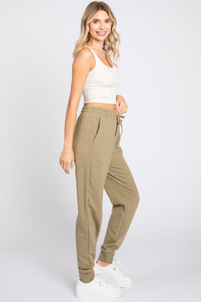Light Olive Basic Drawstring Sweatpants sold by Pinkblush product image thumbnail 2